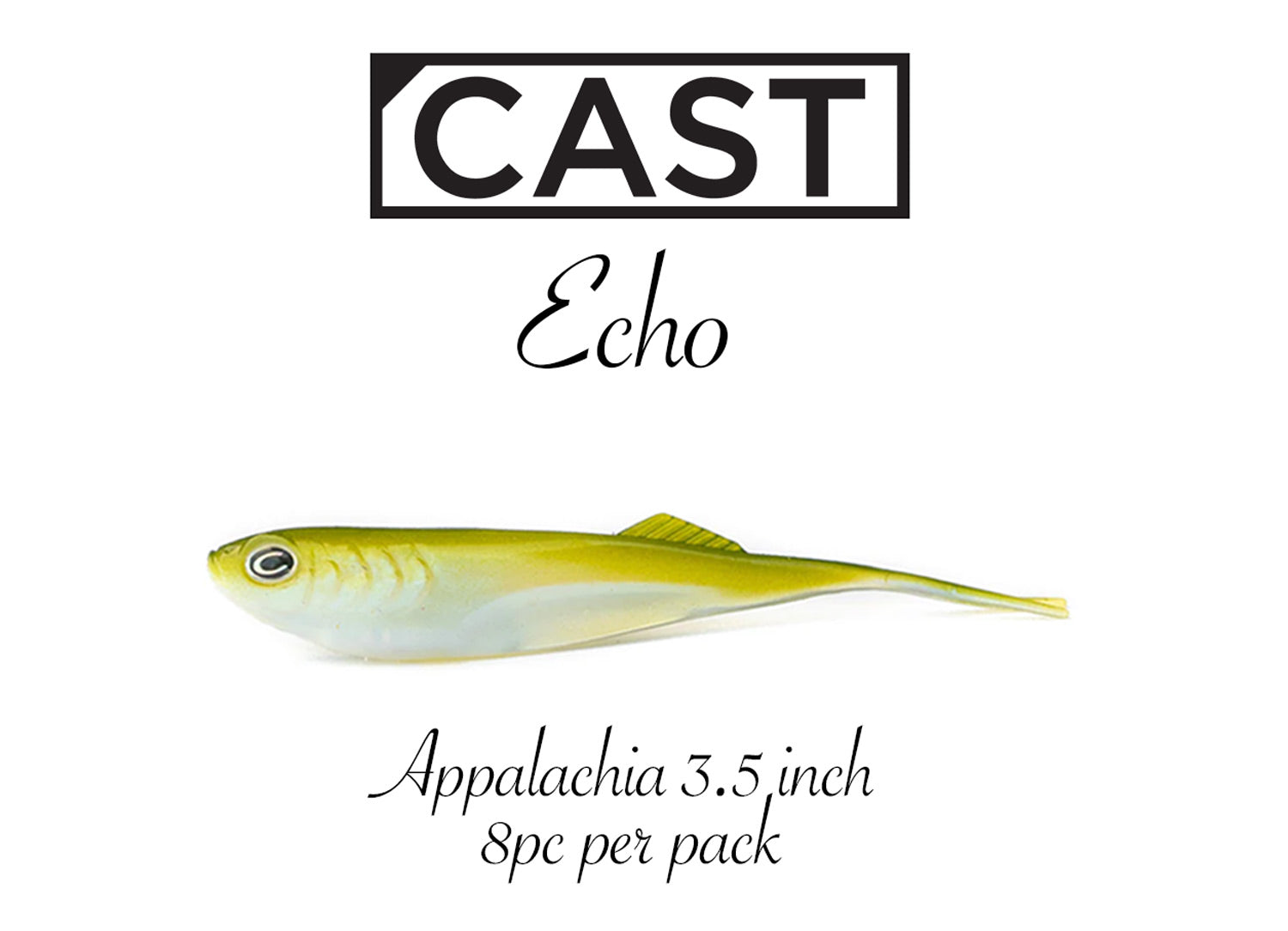 CAST Echo Soft Plastics - Premium Fishing Lures for Bass, Trout & Walleye | Slow Sinking Bait for Freshwater & Saltwater Fishing | Ideal for Kayak, Shore & Boat Anglers