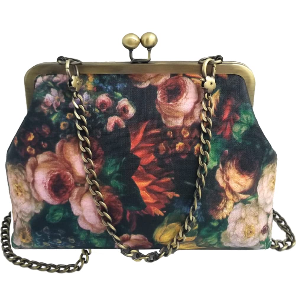 Vintage Retro Women's Small Top Handle Handbag with Kiss Lock - Elegant Shoulder Bag for Everyday Use, Date Night & Special Occasions