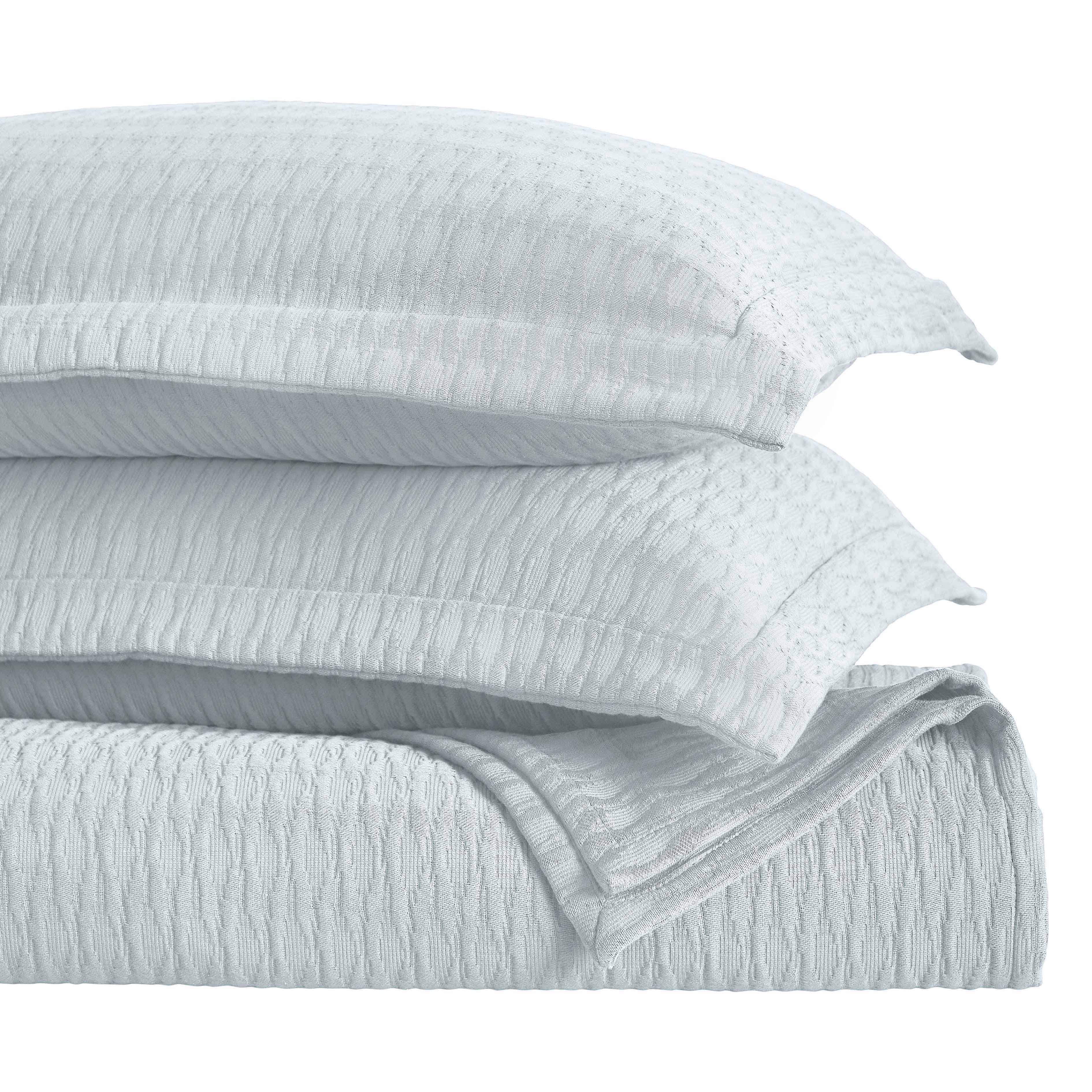 Calvert Cotton Medium Weight Geometric Matelasse Bedspread Set - Queen Size Luxury Bedding for Modern Bedrooms | Perfect for Master Bedroom, Guest Room & Dorm Decor