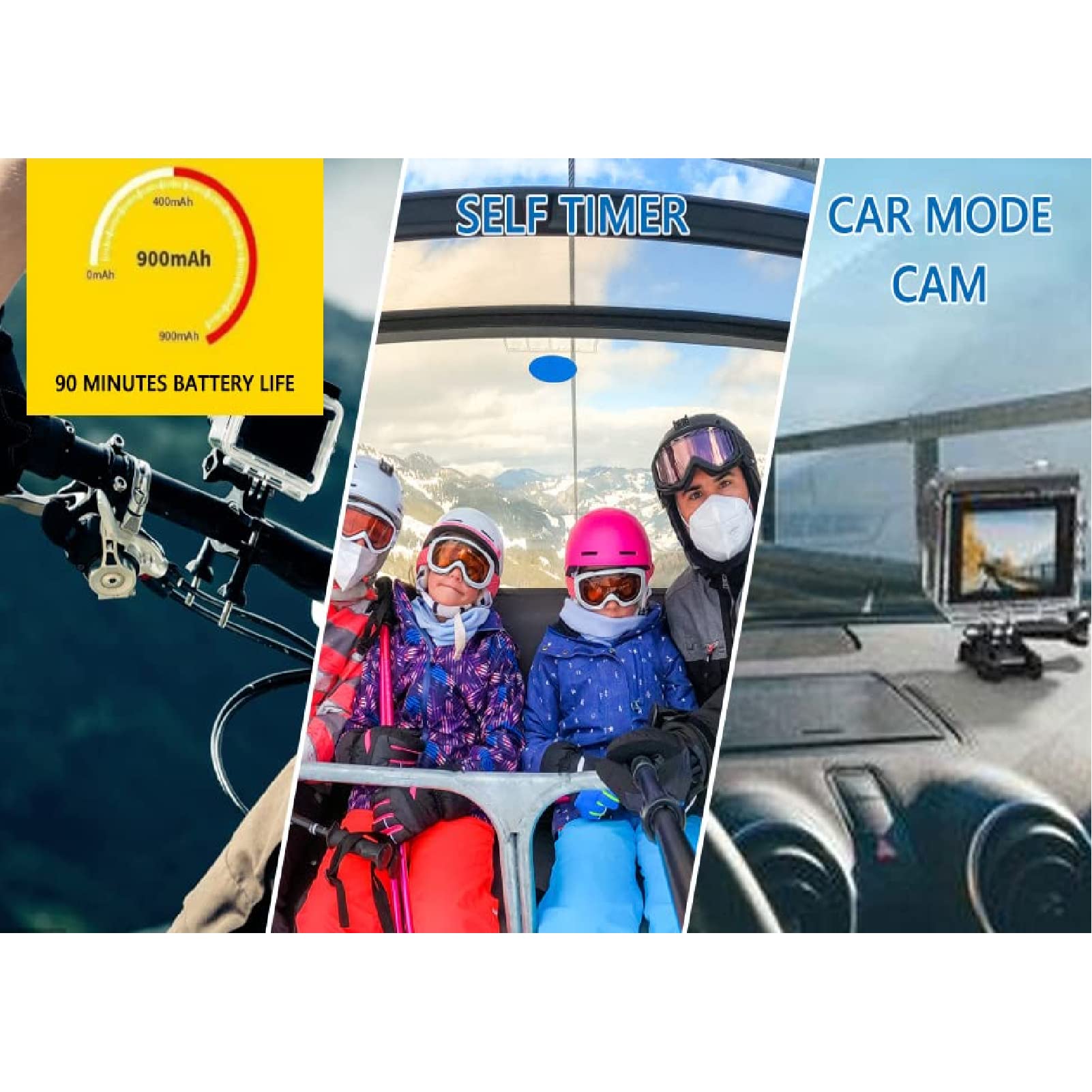 4K Ultra HD Waterproof Action Camera - 30m Underwater, 90° Wide Angle, Helmet Mount - Perfect for Cycling, Diving, Surfing & Outdoor Sports (Black) - Capture Adventure Moments in Stunning Detail