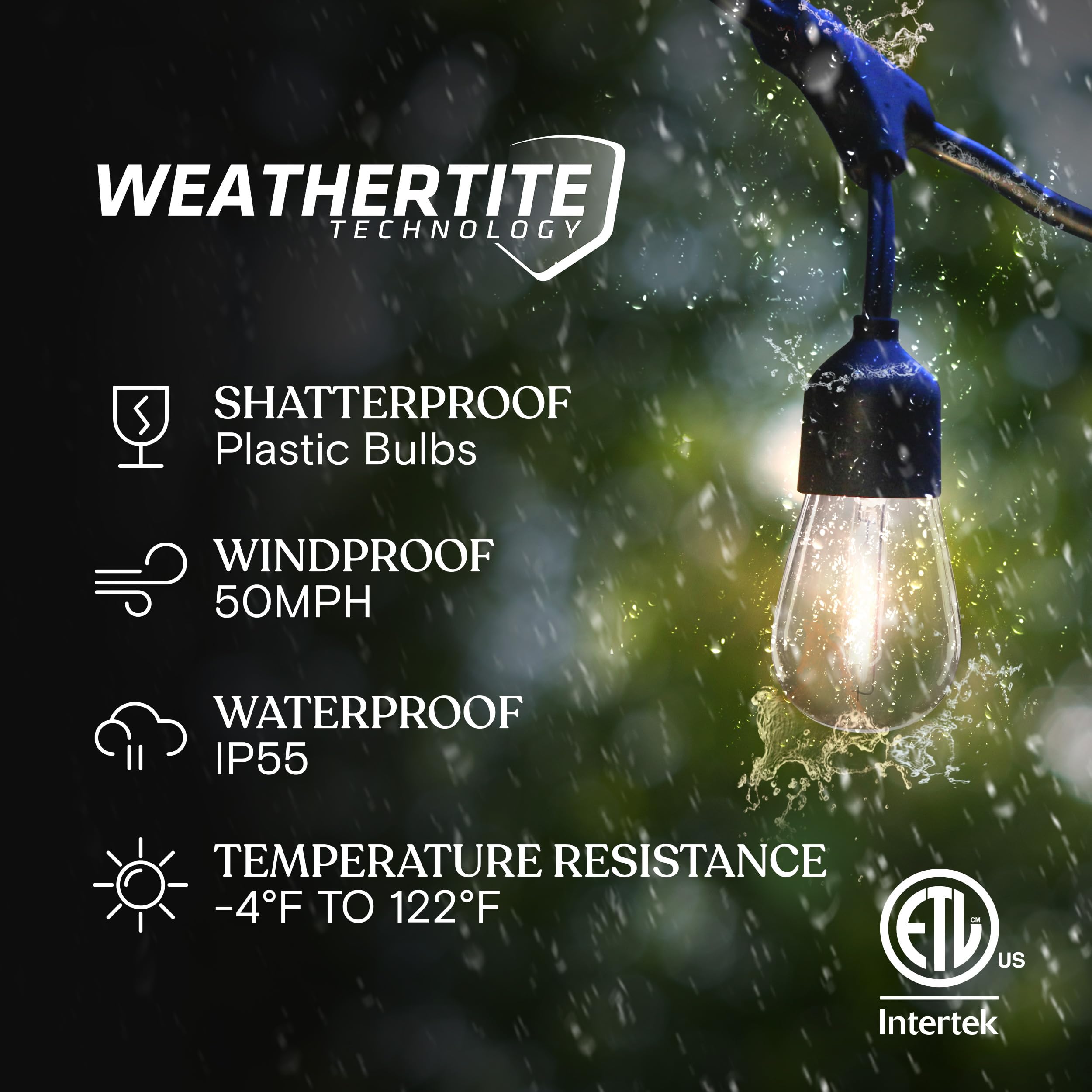 Brightech Ambience Pro Solar Powered Outdoor String Lights - 27 Ft Commercial Grade Waterproof LED Patio Lights with 12 Shatterproof Edison Bulbs, Warm White 2W - Perfect for Backyard, Garden, Wedding & Party Decor