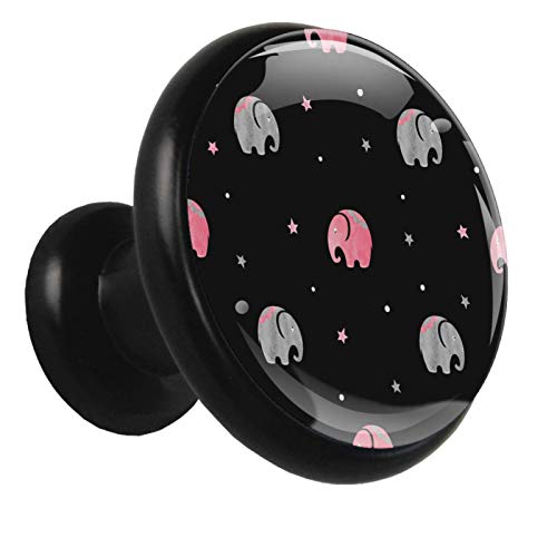 Pink & Grey Elephant Cabinet Knobs - Set of 4 Vintage Drawer Pulls (1.26x1.18x0.66in) for Nightstands, Dressers & Kids Furniture - Whimsical Home Decor Accessories