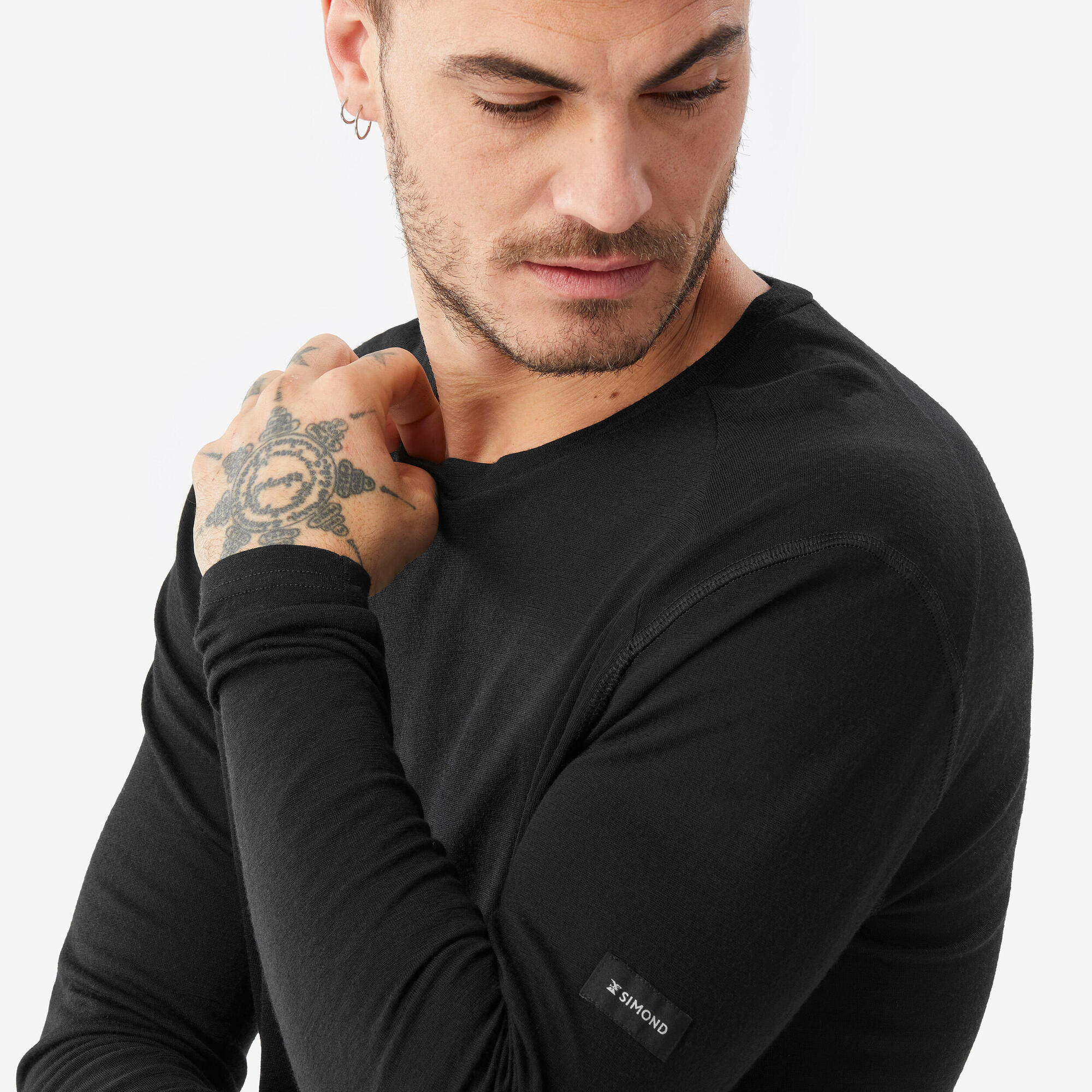 Simond Men's MT500 Long Sleeve 100% Merino Wool Base Layer T-Shirt - Warm Thermal Underwear for Hiking, Skiing & Outdoor Activities