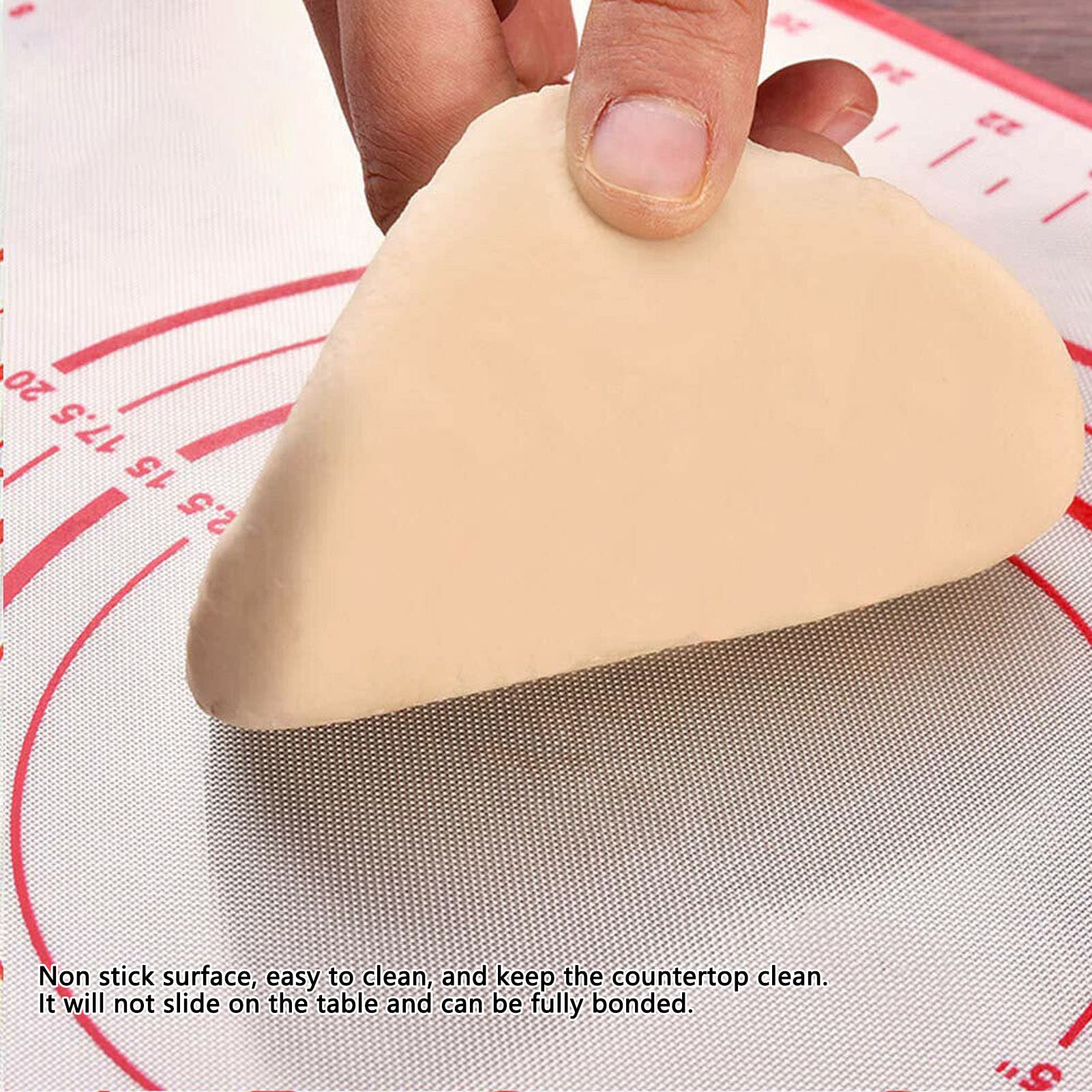 Non-Stick Dough Rolling Mat - Extra Thick Red Baking Fondant Mat with Measurement Scale for Pastry, Pie Crust & Cookie Dough | Perfect for Home Bakers & Professional Chefs (Kitchen, Bakery, Cooking Class Use)