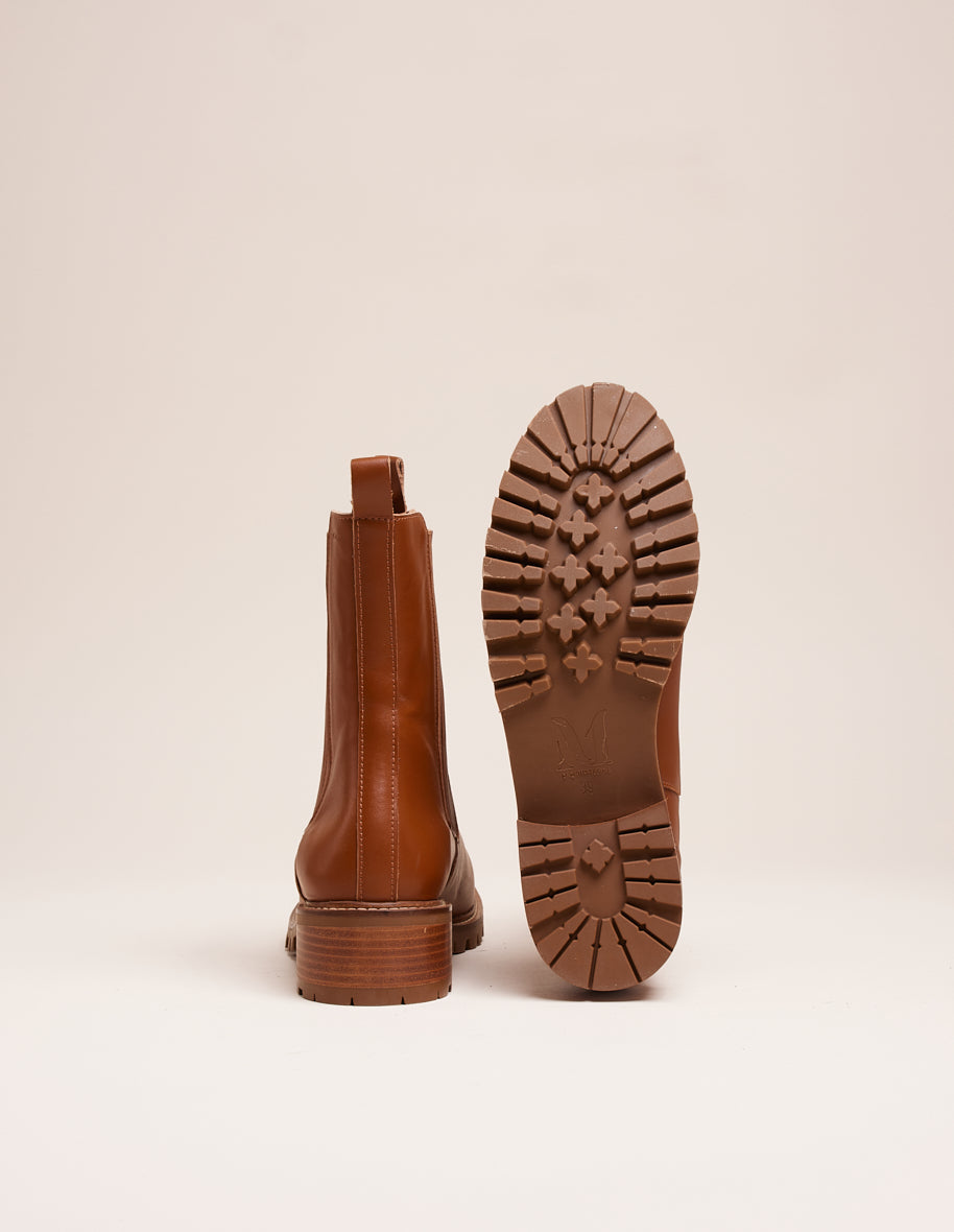 Dorianne Leather Ankle Boots in Cognac Brown - Stylish & Comfortable Women's Boots for Fall, Winter & Everyday Wear
