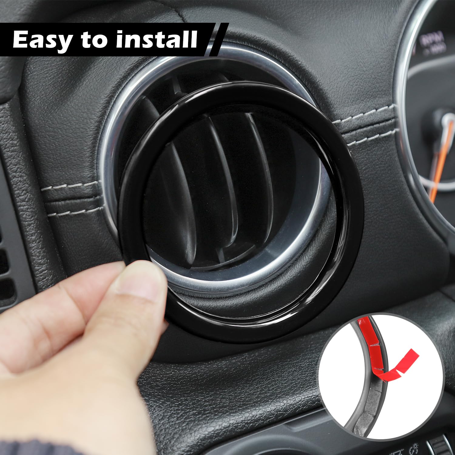 RT-TCZ Black Dash Air Vent Cover Trim Stickers for Jeep Wrangler JL JLU & Gladiator JT (2018-2023) - 4pcs Interior Accessories - Upgrade Your Ride's Style & Protection