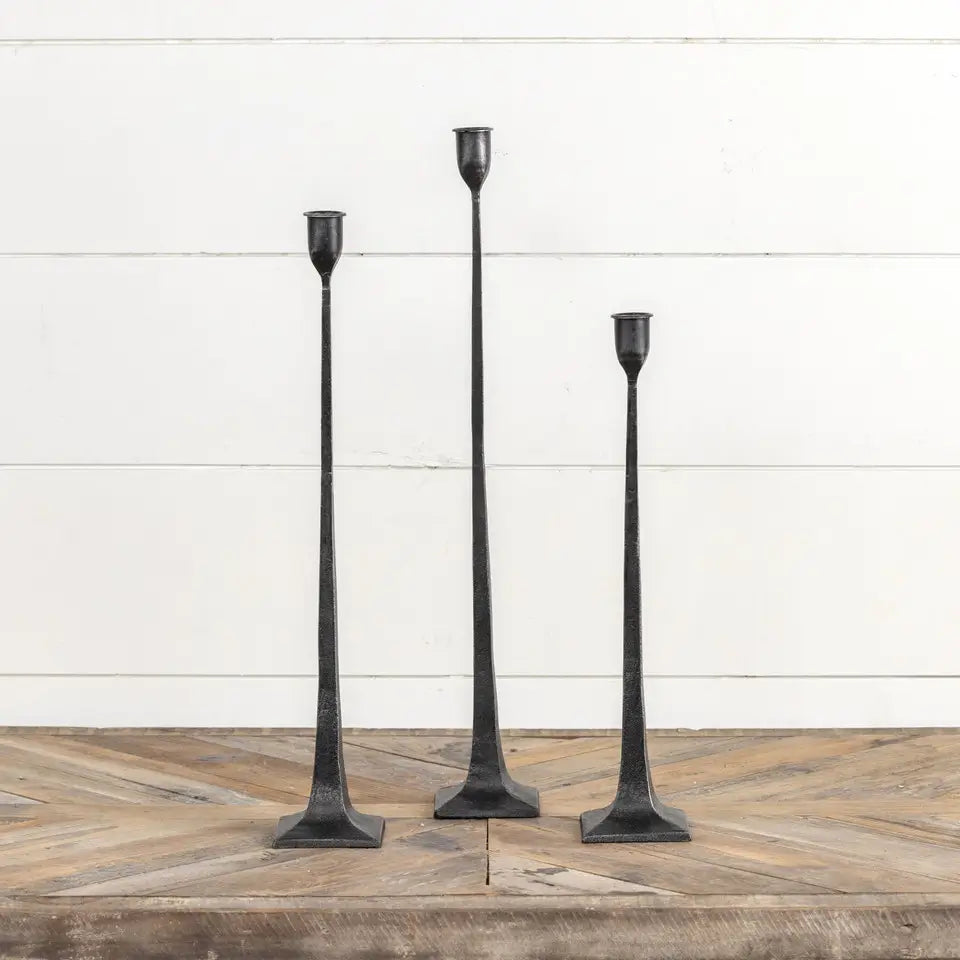 Forged Black Taper Candlesticks Set of 2 - Elegant Iron Candle Holders for Dining Table Centerpiece, Wedding Decor, and Romantic Home Ambiance