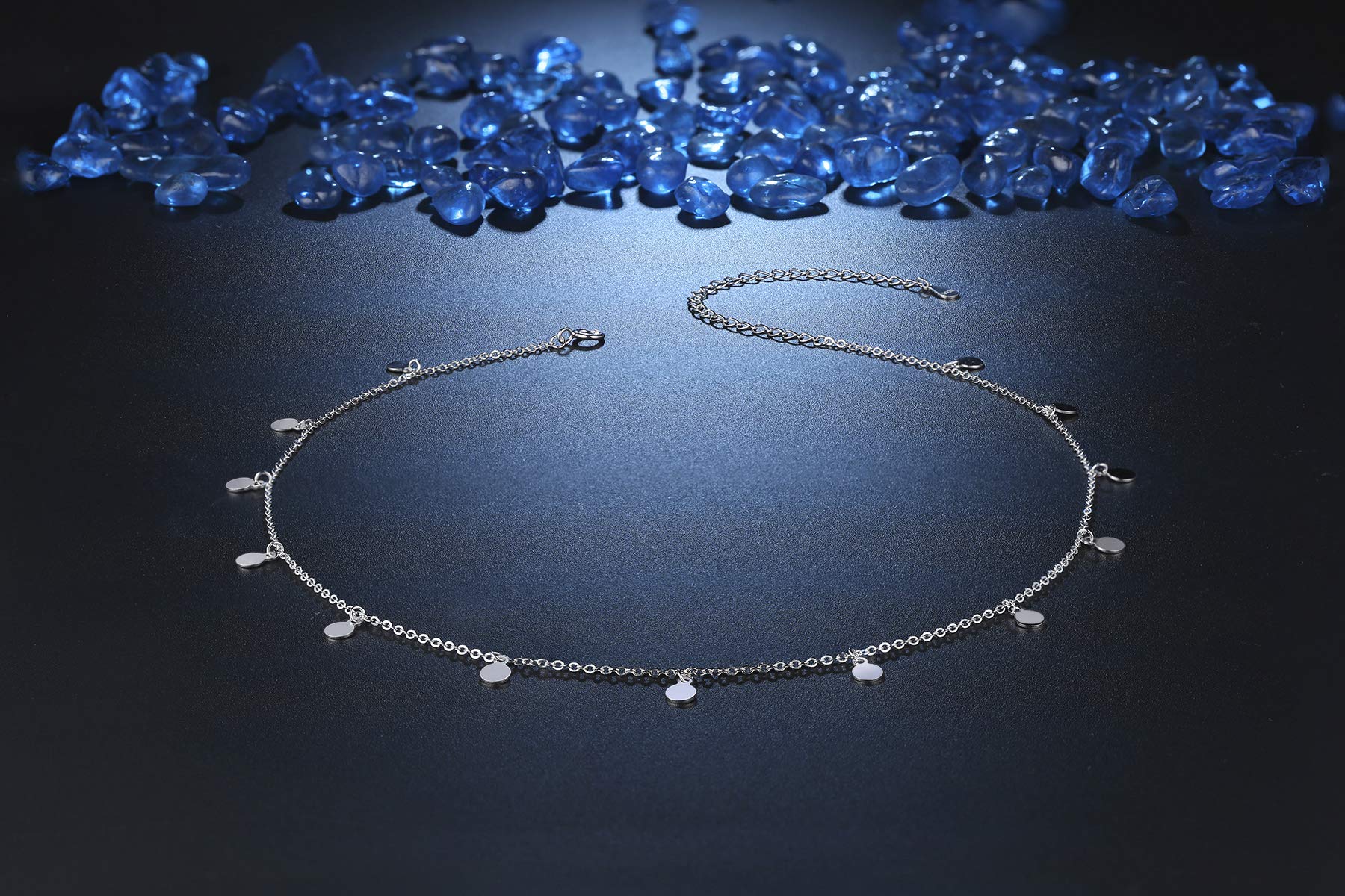 S925 Sterling Silver Stars Moon Dot Choker Necklace - Dainty Short Chain Jewelry for Women - Perfect for Date Night, Party & Everyday Wear