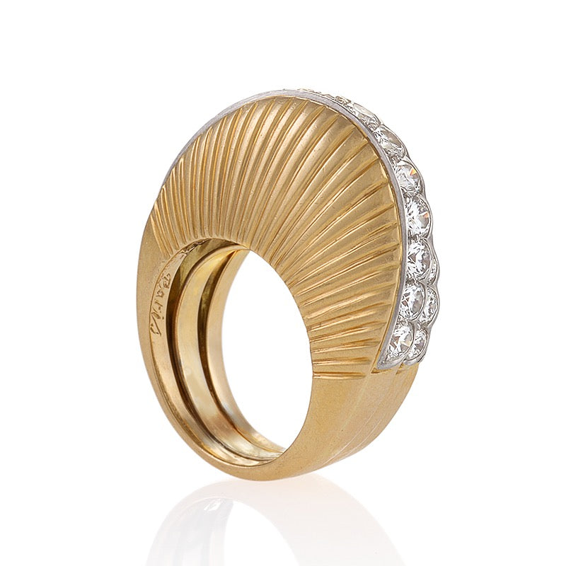 Cartier Stepped 18K Gold and Diamond Ring for Women - Luxury Wedding Band, Anniversary Gift & Engagement Jewelry - Perfect for Special Occasions, Date Nights & Formal Events