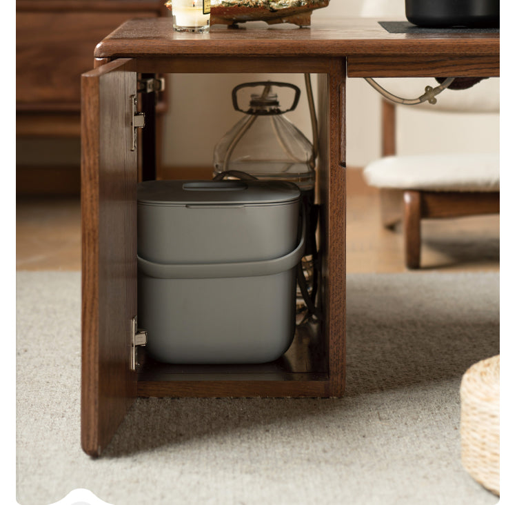 Solid Oak & Black Walnut Retractable Modern Coffee Table - Expandable Dining Table for Small Spaces, Perfect for Living Room, Studio Apartments & Office Use