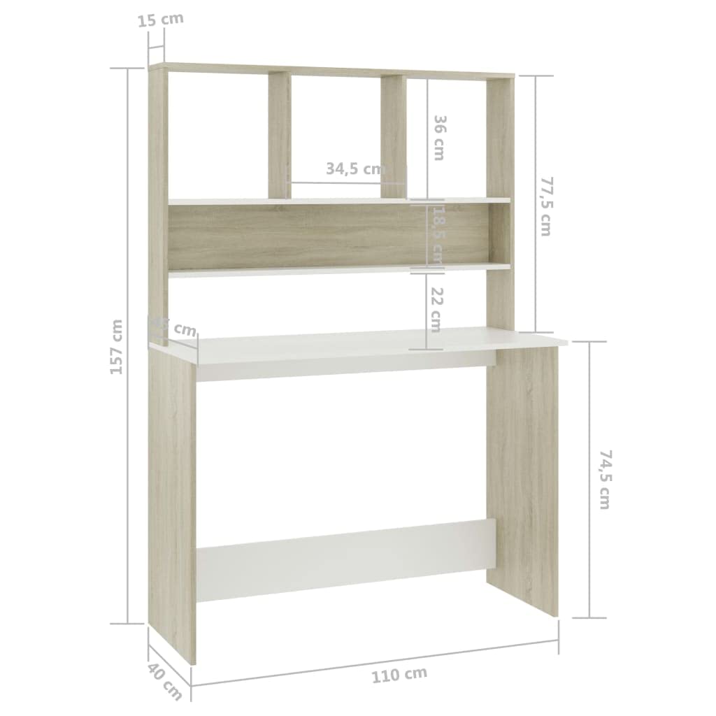 Modern Computer Desk with Storage Shelves - 43.3