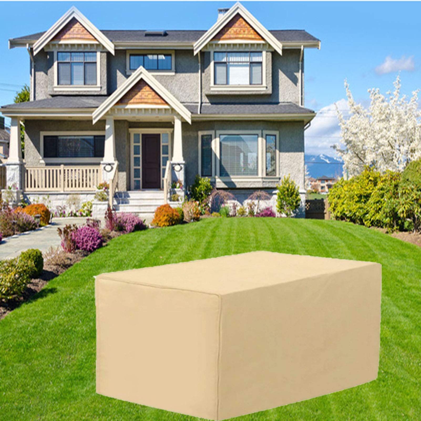 102x102x32in Waterproof Breathable 420D Oxford Garden Furniture Cover for Square Table, Outdoor Sofa & Patio Sets - All-Weather Protection for Backyard, Deck & Poolside Use
