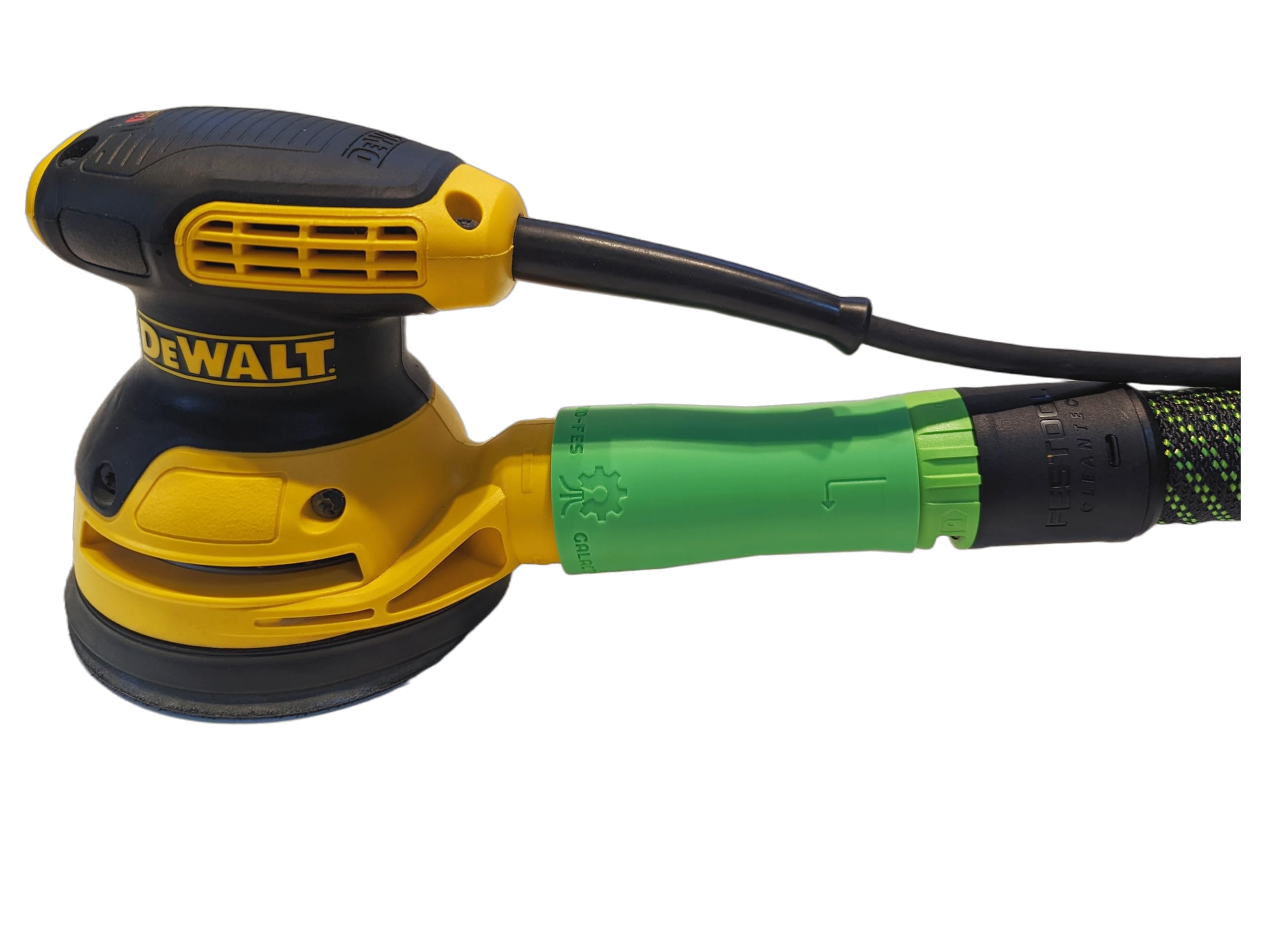 **Dewalt to Festool Vacuum Adapter for Sanders - 27mm Dust Collection Hose Connector - Neon Green by Galactic Gadgets - Perfect for Woodworking & Dust-Free Sanding**