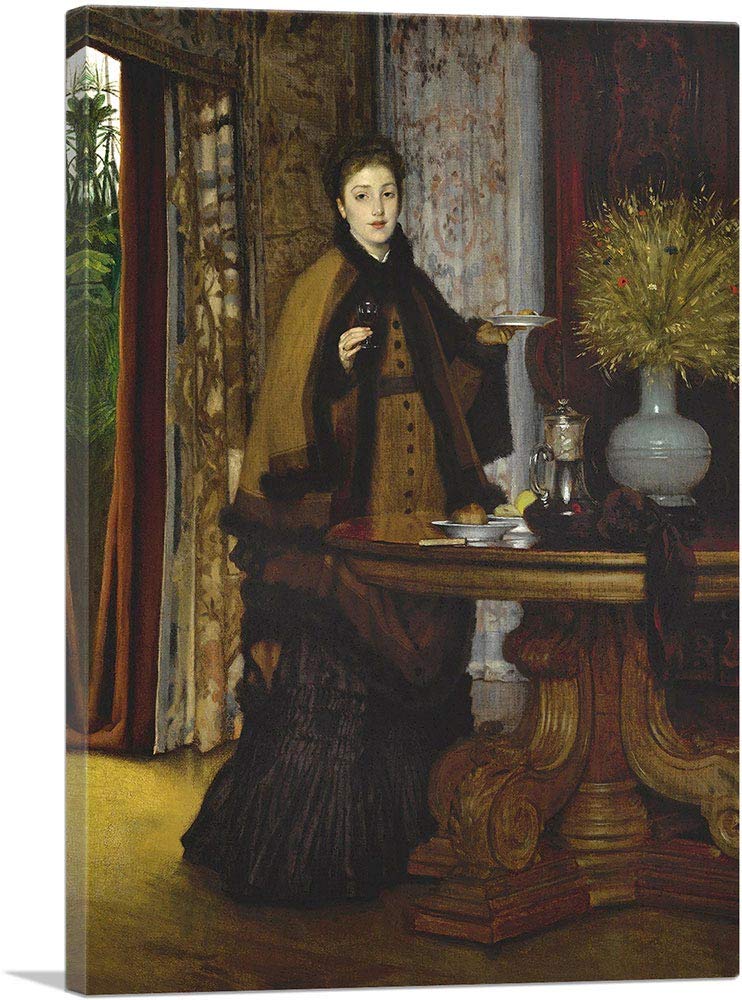 James Tissot The Snack 1869 Framed Canvas Art Print - 40x26 Inch Wall Decor Painting, Stretched & Ready to Hang | Perfect for Living Room, Bedroom or Office Decor