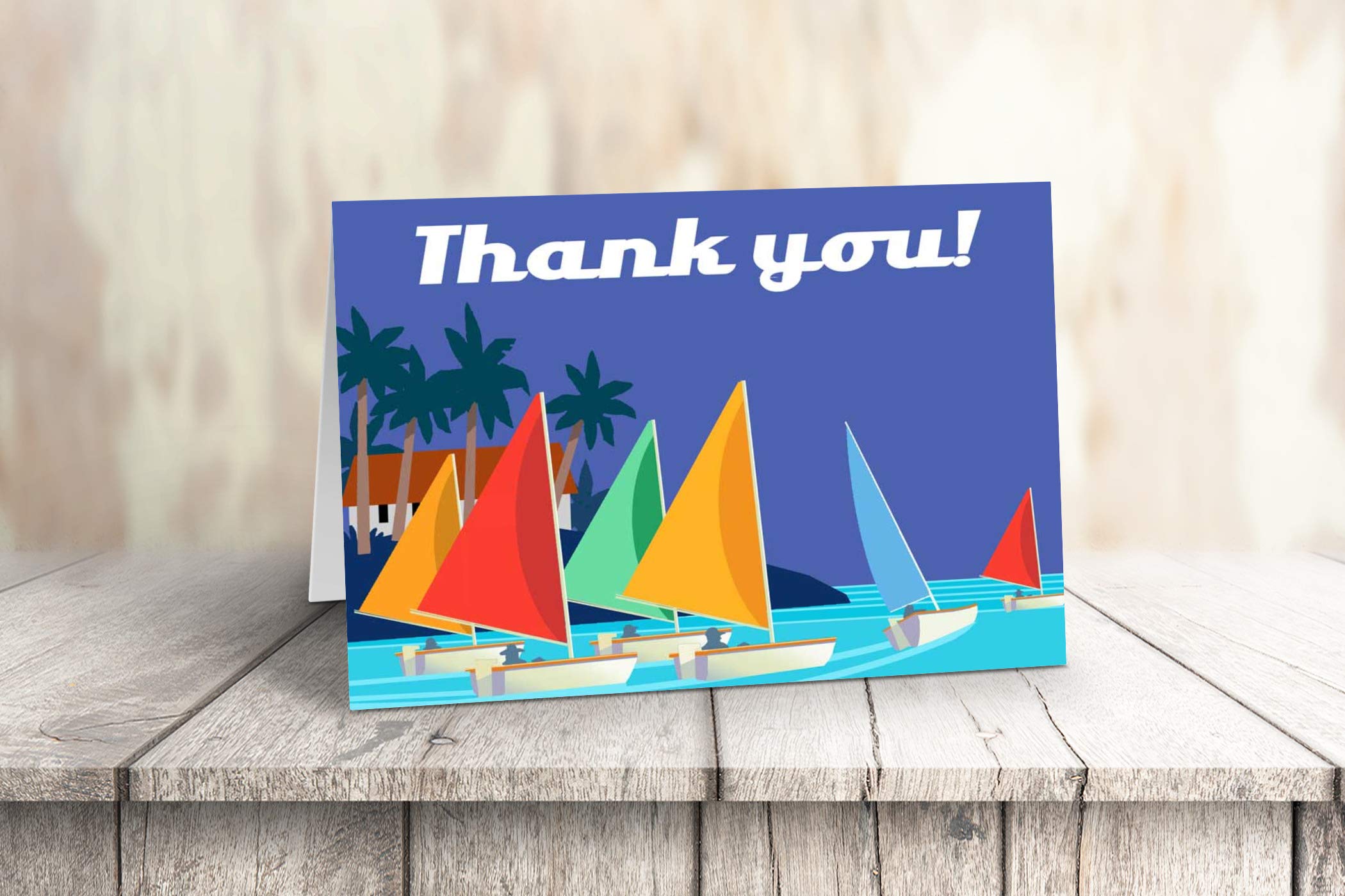 Nautical Thank You Note Cards with Colorful Sailboats - Set of 10 Boxed Cards & Envelopes | Perfect for Boating Enthusiasts, Beach Weddings & Marine-Themed Events