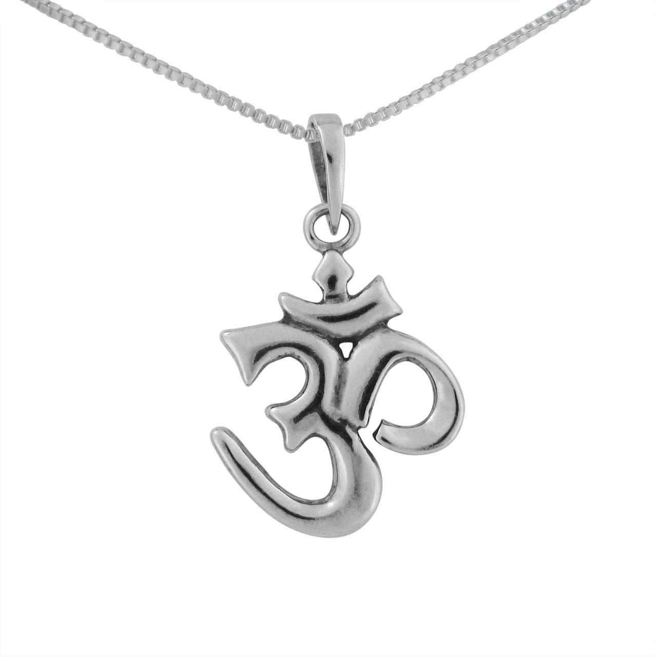 925 Sterling Silver Hindu Om Sacred Sound Charm Necklace - Spiritual Jewelry for Meditation & Yoga