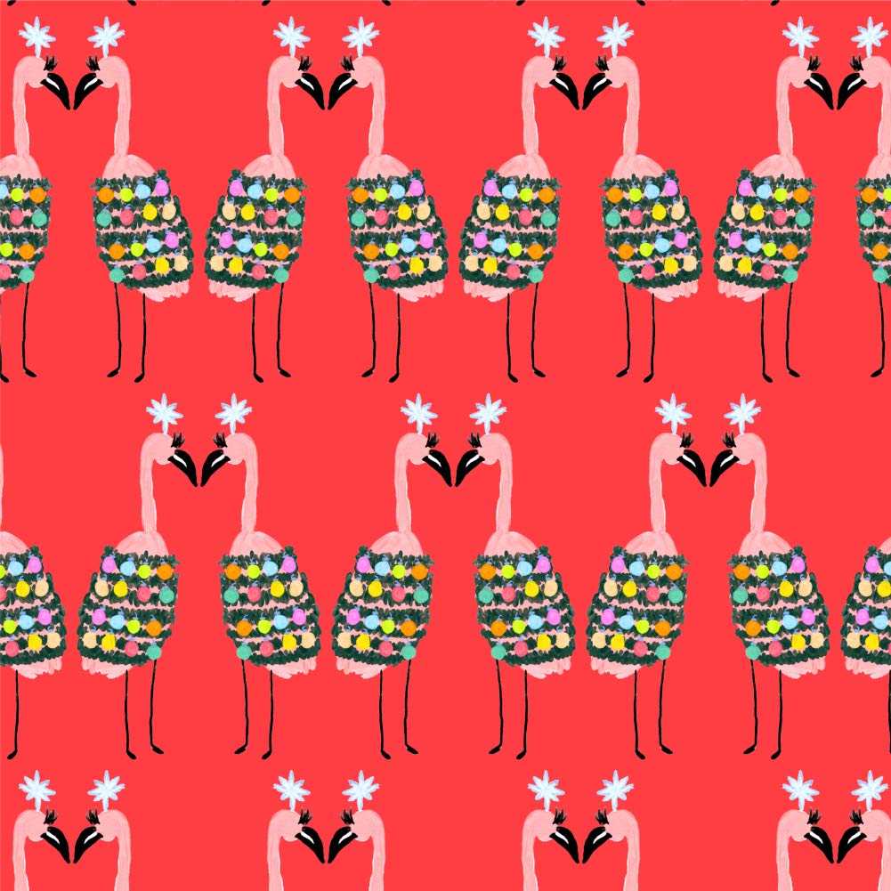 Christmas Flamingos Gift Wrap Wrapping Paper Rolls - Festive Holiday Wrapping for Presents, Party Decorations & Seasonal Crafts | GRAPHICS & MORE