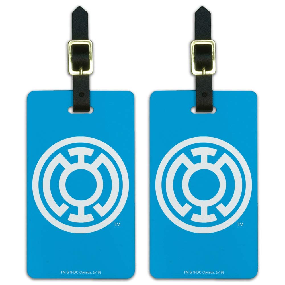 Blue & Green Lantern Logo Luggage ID Tags - Set of 2 Travel Accessories for Suitcases, Backpacks & Carry-Ons | DC Comics Superhero Gift for Fans