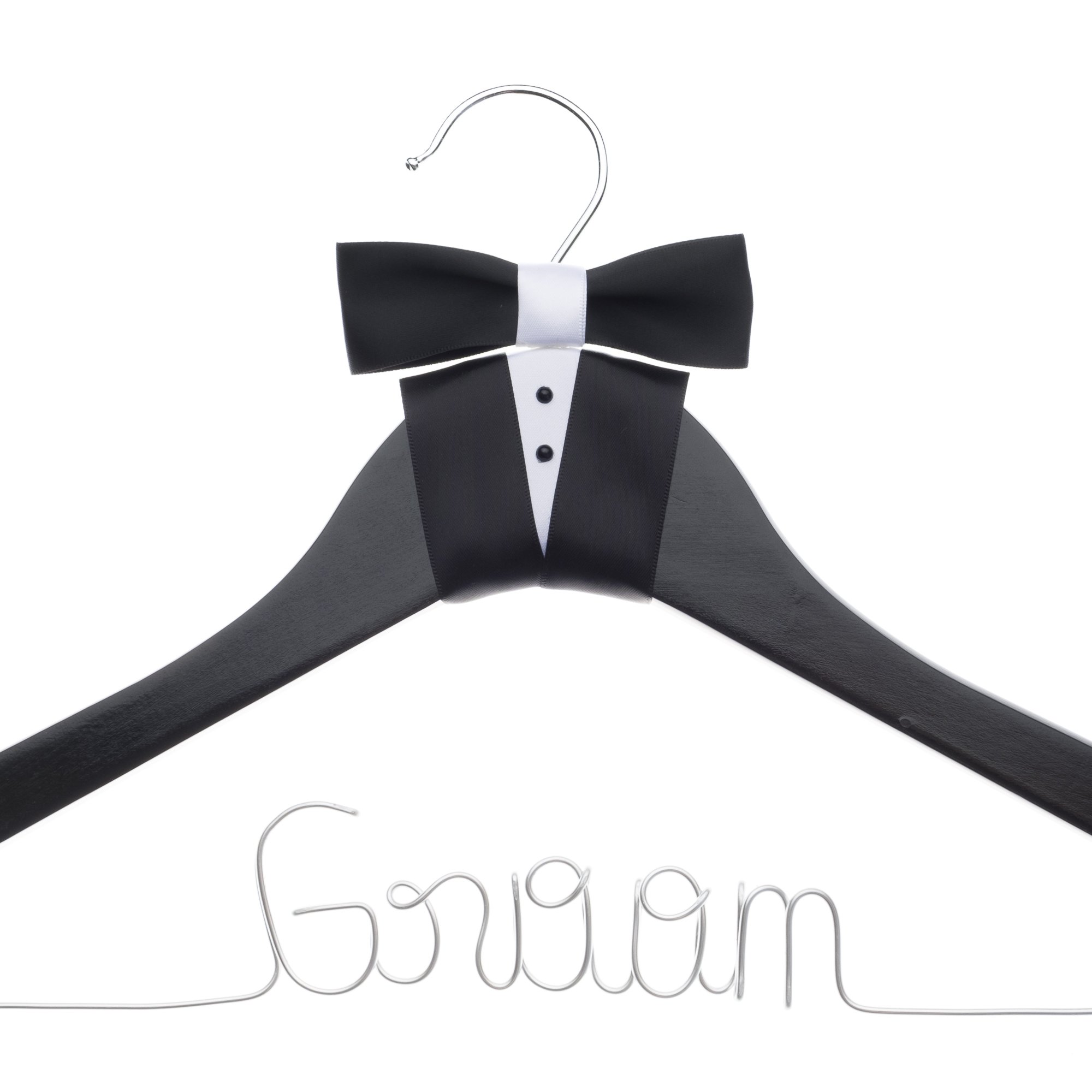 Elegant Wooden and Wire Tuxedo & Suit Hanger for Groom - Wedding Party Hanger for Bridal Attire, Black Wooden Hanger - Perfect for Wedding Day, Bridal Shower & Formal Events