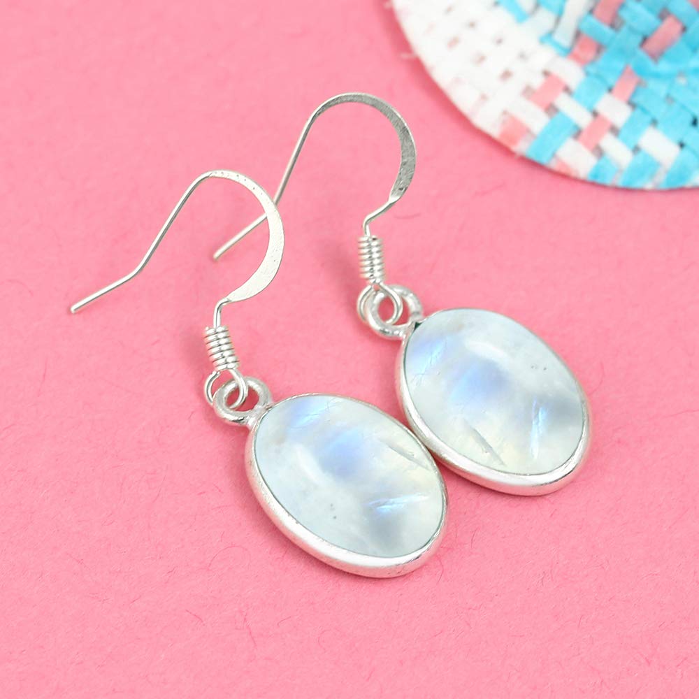 12.40Cts Oval Natural Gemstone Earrings for Women - Handmade Bohemian Dangle Earrings, Mother's Day Gift for Wife & Mom - Perfect for Weddings, Parties & Special Occasions