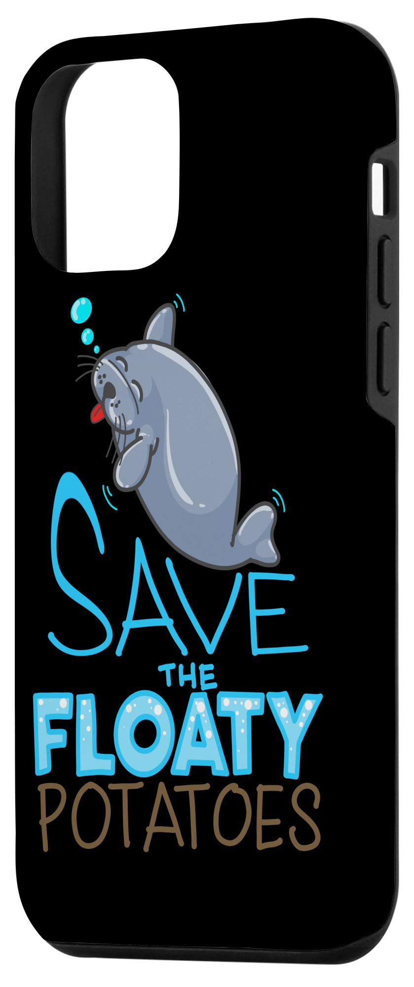 iPhone 12 Mini Case - Cute Manatee & Floaty Potatoes Design - Funny Gift for Marine Life Lovers - Perfect for Beach Trips & Ocean Conservation Support