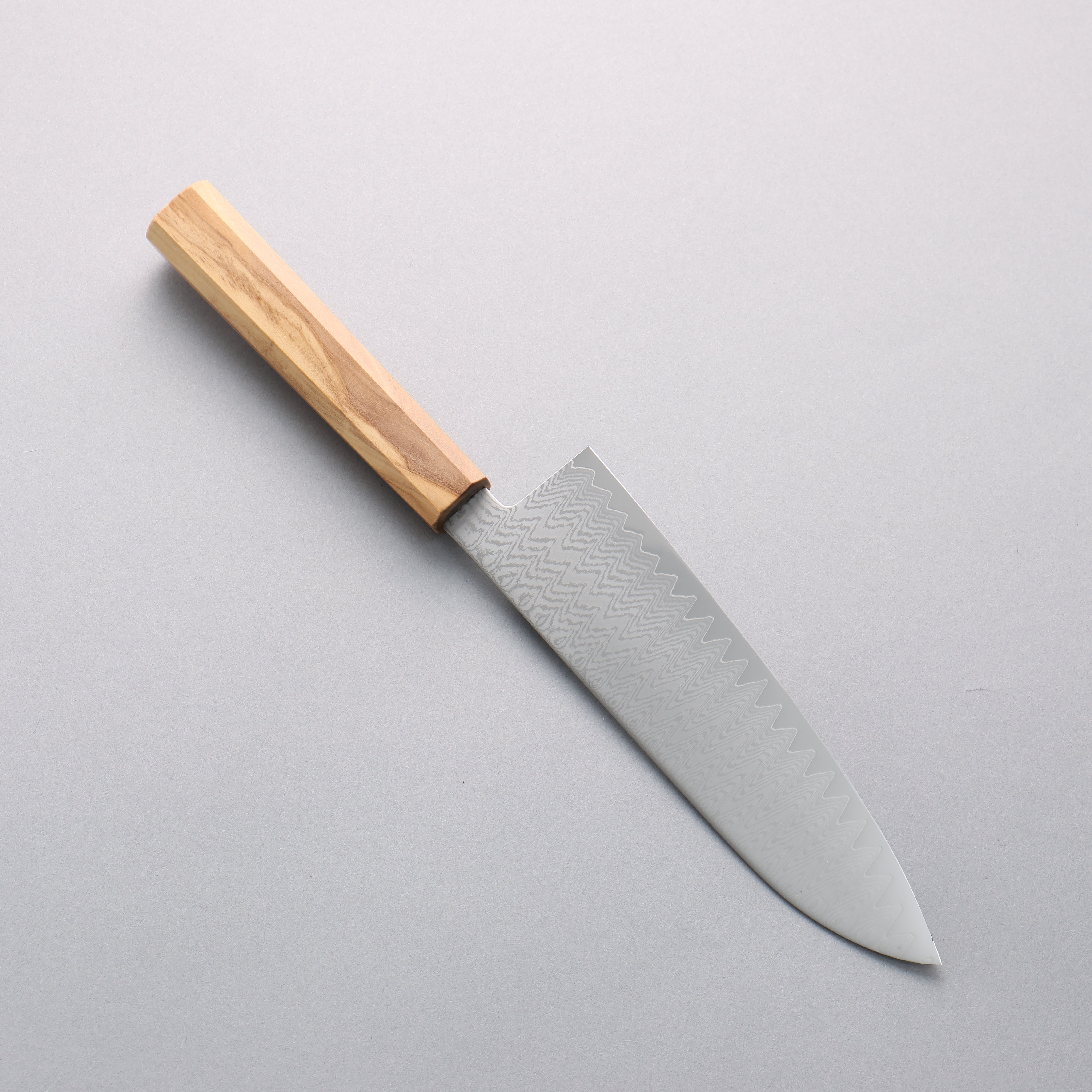 Premium Kanjyo VG10 Damascus Santoku Knife 180mm - Japanese Chef Knife with Olive Wood Handle - Perfect for Slicing, Dicing & Chopping Vegetables, Meat & Fish