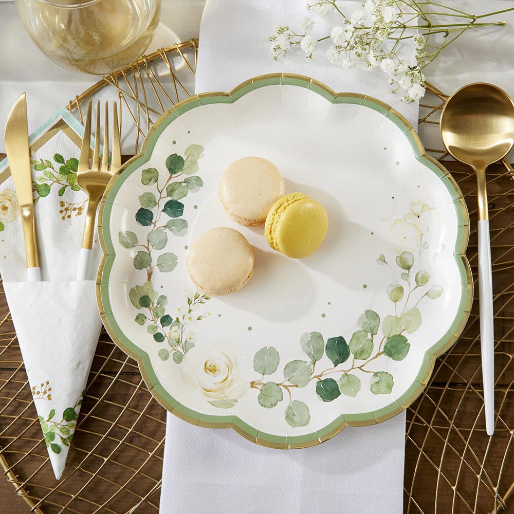 Premium 9-inch Botanical Garden Paper Plates - Set of 16 | Eco-Friendly Disposable Plates for Parties, Picnics, BBQs & Outdoor Dining
