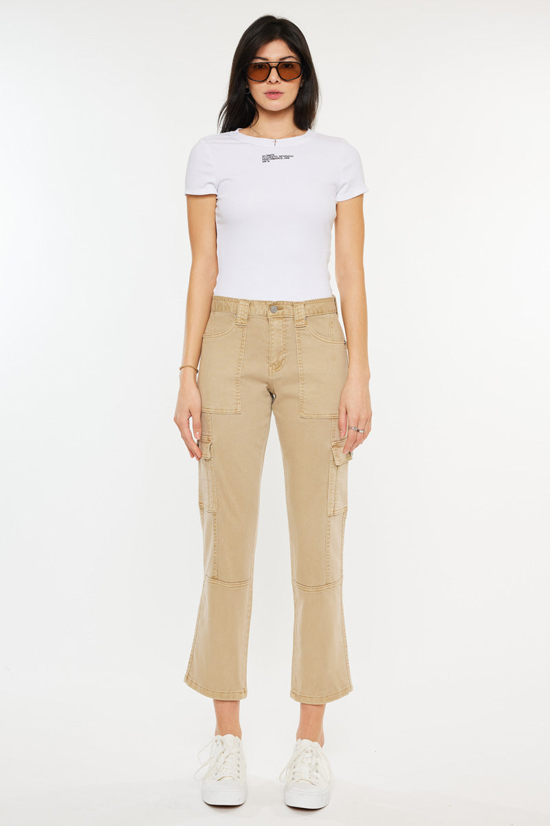 Lavinia Women's High Rise Slim Straight Leg Cargo Pants - Stretch Comfort Fit for Work, Hiking & Casual Wear