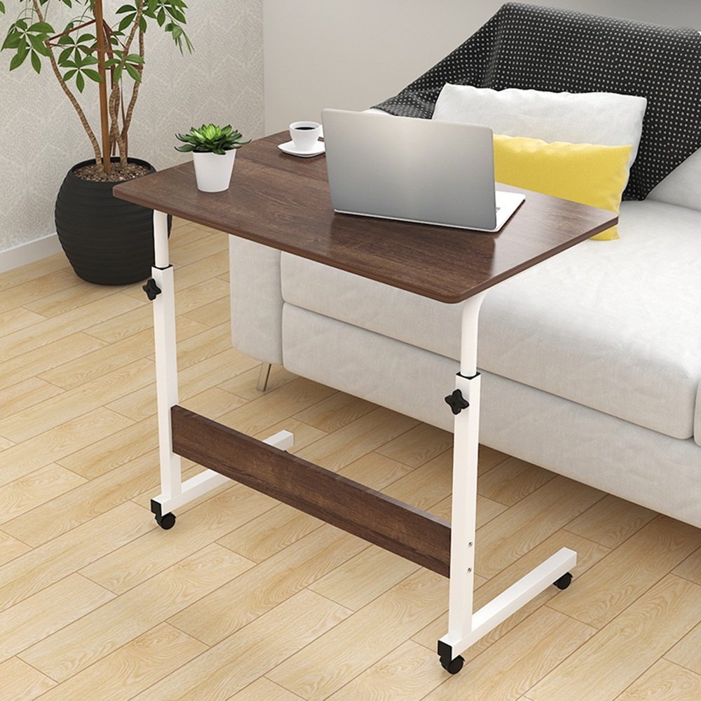 Adjustable Rolling Laptop Desk ZR - Portable Bedside Table with Wheels for Home Office, Dorm & Small Spaces (80cm, Color B) - Perfect for Working, Studying & Eating in Bed