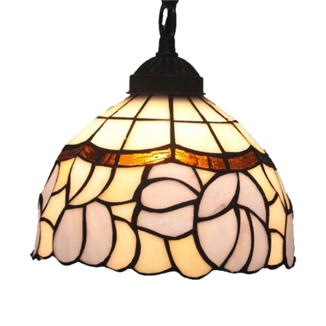 Tiffany Style Baroque Pendant Lamp - Antique Blue Floral Stained Glass Shade - 8 Inch Hanging Light Fixture for Dining Room, Living Room, Porch & Hallway | Vintage Decor, Cafe Lighting, Home & Office Interior Design