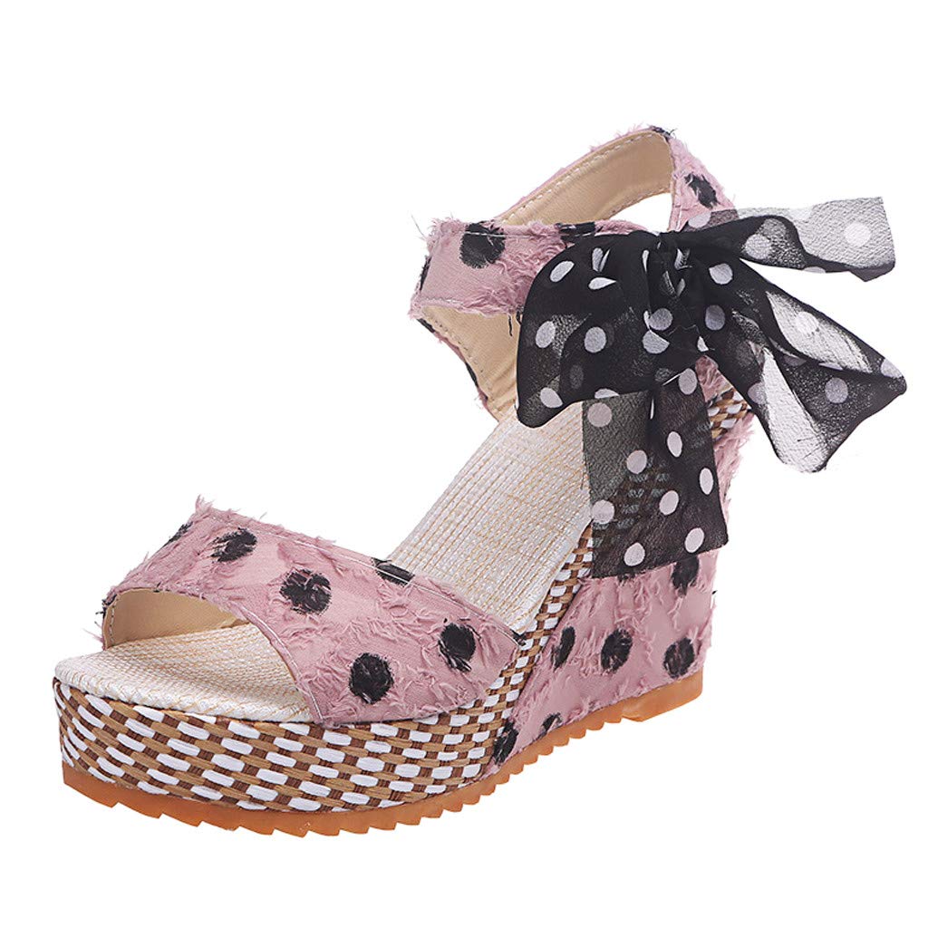 Women's Wide Width Wedge Sandals with Ankle Strap - 2020 Fashion Summer Beach Sandals, Open Toe Espadrille Platform Sandals for Casual Wear, Vacation & Outdoor Activities