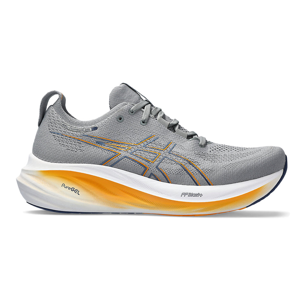 ASICS Men's GEL-Nimbus 26 Running Shoes - Sheet Rock/Thunder Blue - 8.5 2E Wide - Cushioned Road Running & Jogging Sneakers for Men with High Impact Absorption