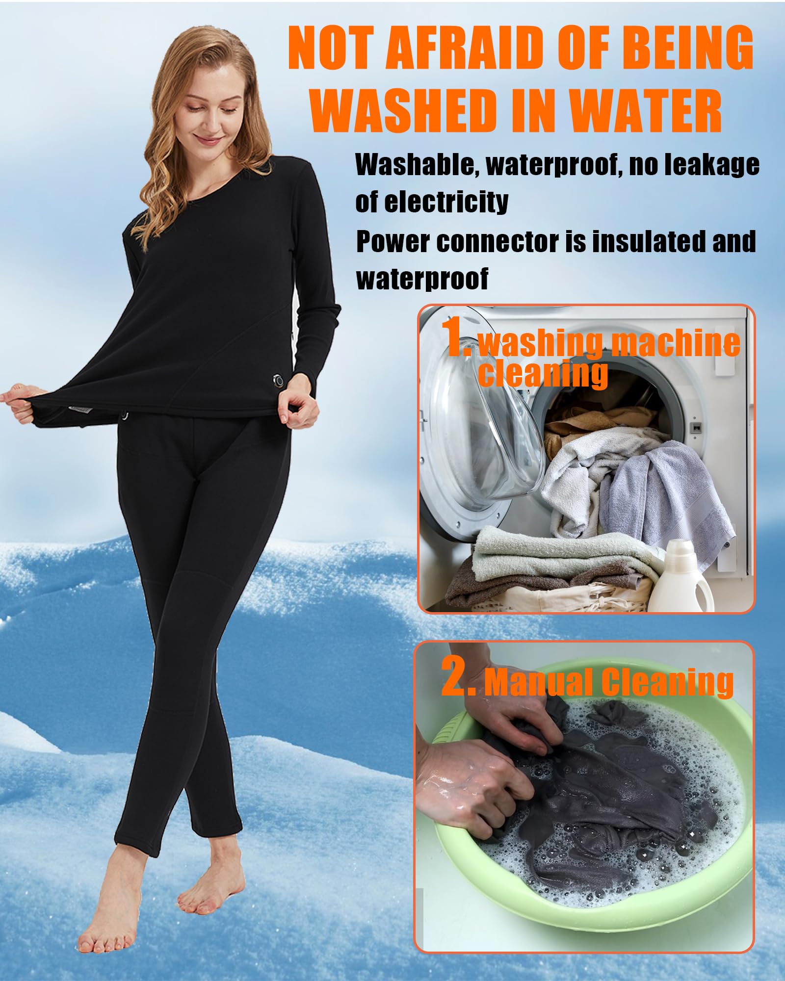 Women's USB Heated Thermal Underwear Set - Electric Warm Long Underwear & Snow Leggings for Cold Weather - Perfect for Winter Sports, Skiing, and Outdoor Activities