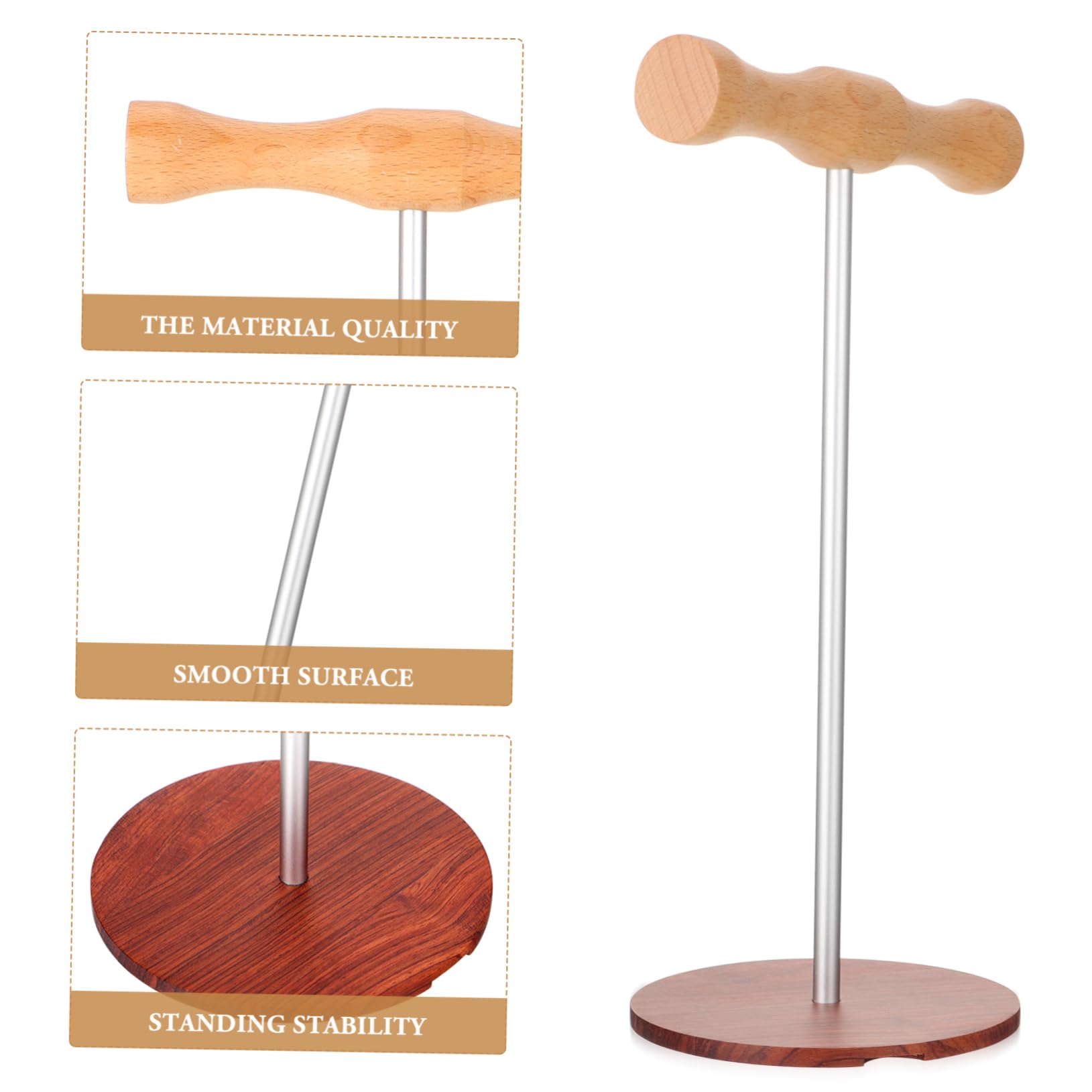 Premium Wooden Headphone Stand with Metal Base - Stylish Desk Organizer for Gaming Headsets, Office & Home Use - Perfect for Computer, Workstation & Household Decor