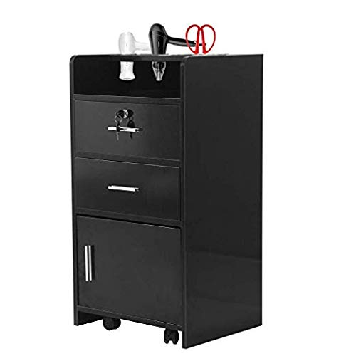 Professional Salon Rolling Utility Cart - 3-Tier Wooden Beauty Trolley with Drawers & 3 Hair Dryer Holes | Perfect for Spa, Salon & Home Beauty Organization