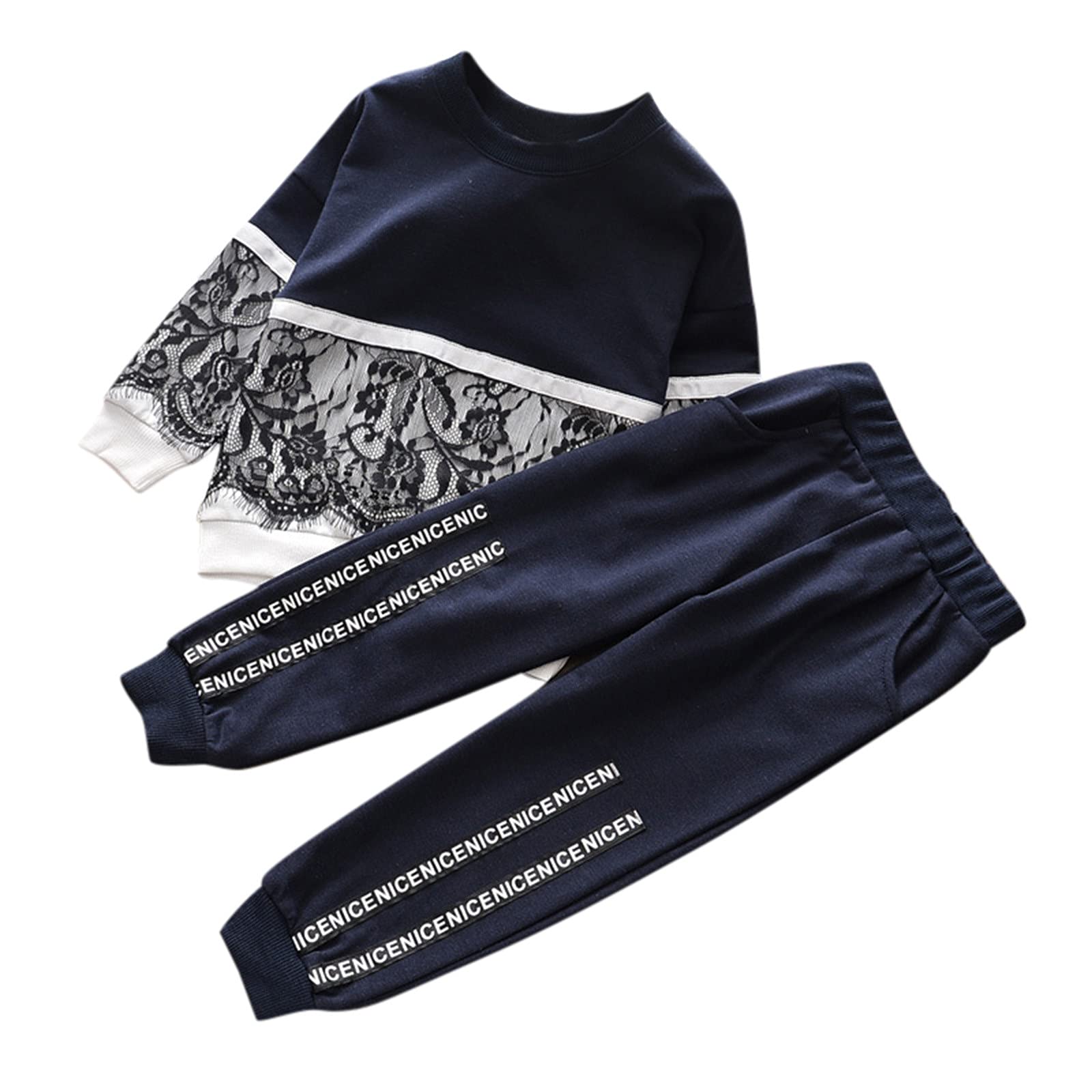 Baby Girl Newborn Clothes 2-Piece Tracksuit Set - Lace Leggings & Sweatshirt Outfit for Toddlers | Cute Long Sleeve Top & Pants Comfy Playwear for Daily Wear, Photo Shoots & Special Occasions