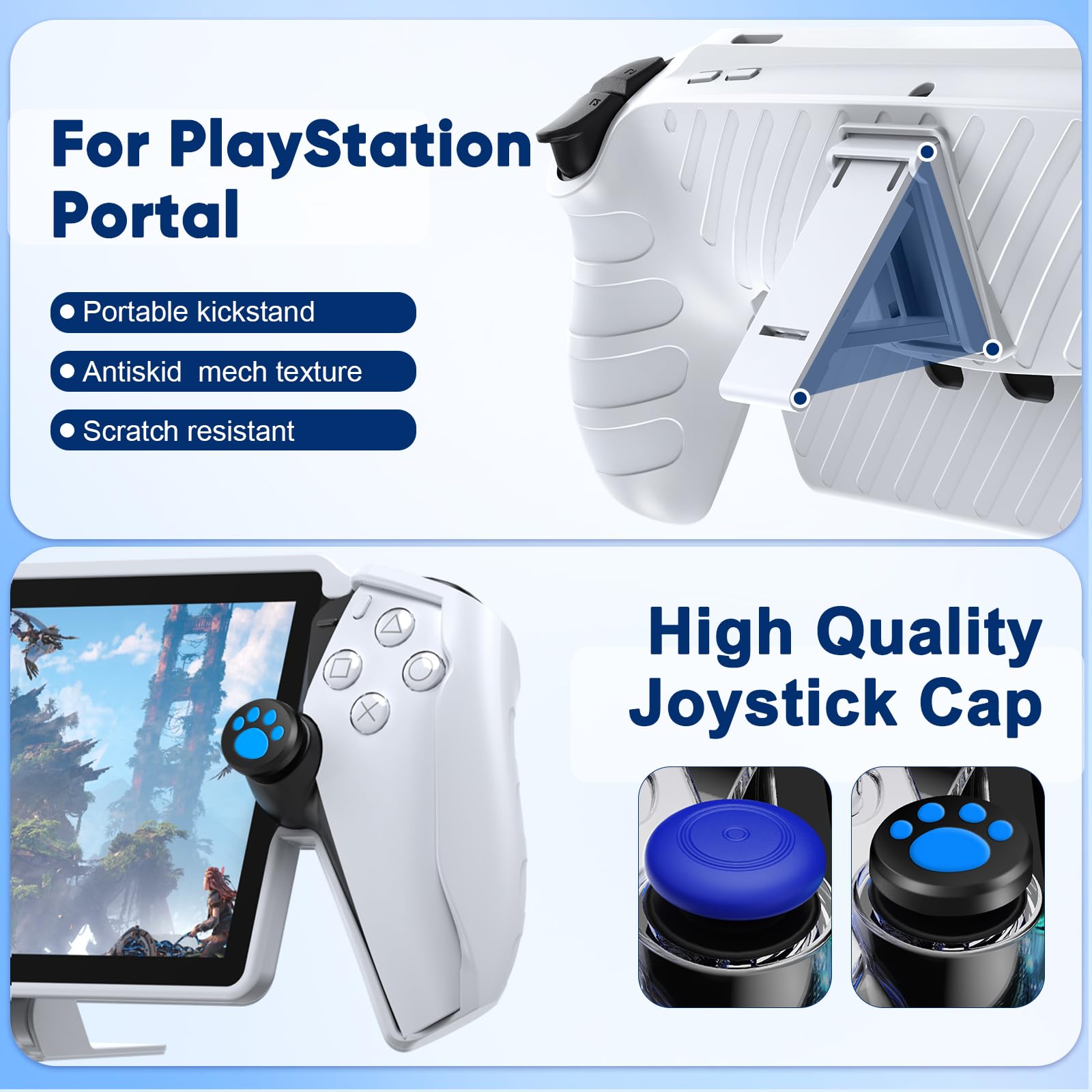 PlayStation Portal Accessories Bundle - Portable Carrying Case, Magnetic Charging Dock for PS5 Portal, Protective Cover, 2 HD Screen Protectors, Wired Headphones & 4 Thumb Grips - Perfect for Gaming On-The-Go & Travel Protection