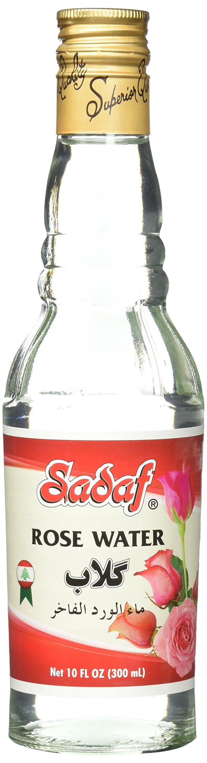 Pure Sadaf Rose Water in Glass Bottle - 10 fl oz for Skincare, Cooking & Aromatherapy | Hydrating Facial Toner, Middle Eastern Recipes & Relaxation