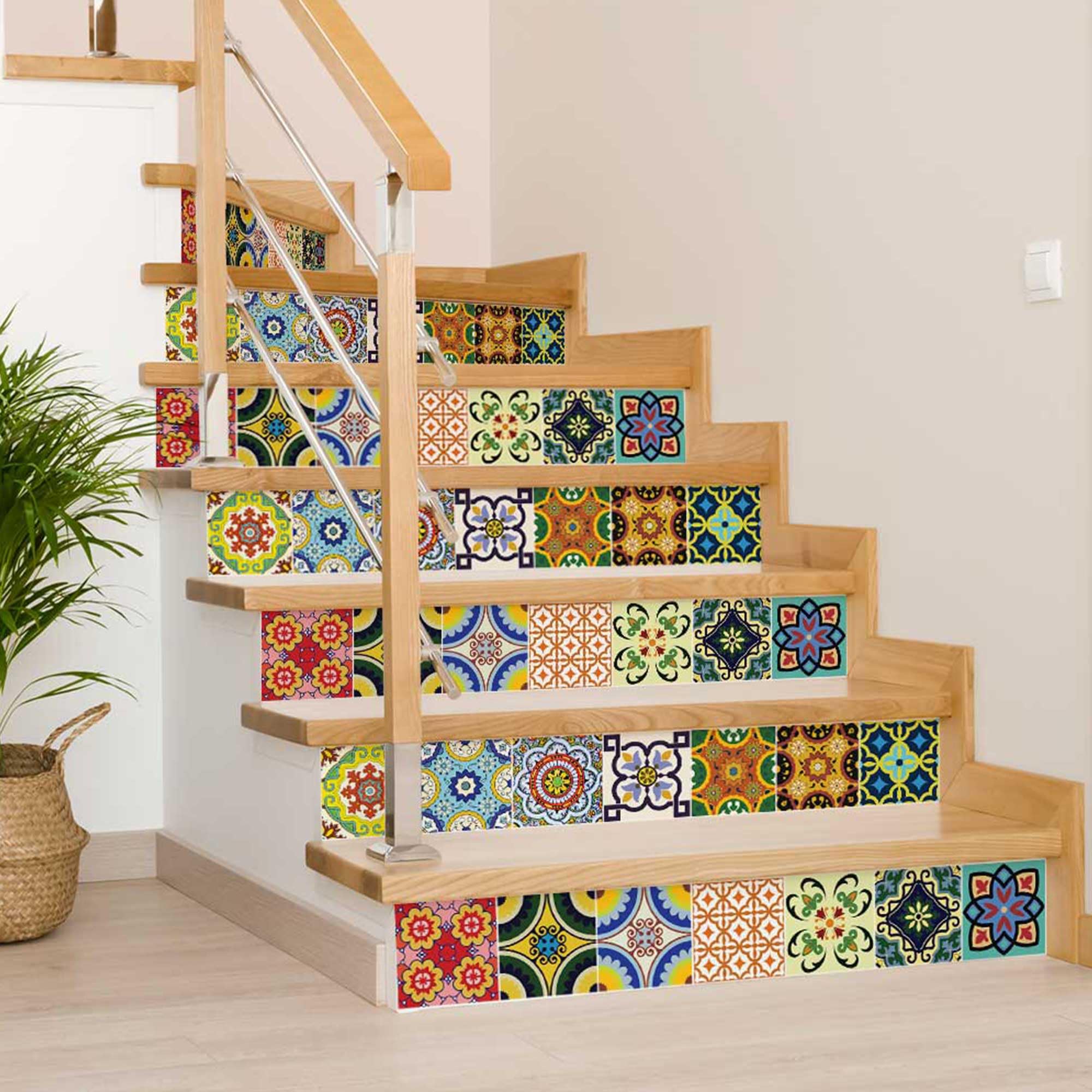 24-Piece Traditional Talavera Tile Stickers Set - Easy Peel & Stick Bathroom & Kitchen Tile Decals - 6x6 Inch Home Decor for Walls, Backsplash & Countertops (Kitchen Tiles Stickers C1) - Perfect for DIY Home Renovation, Apartment Upgrades & Rental Property Decor