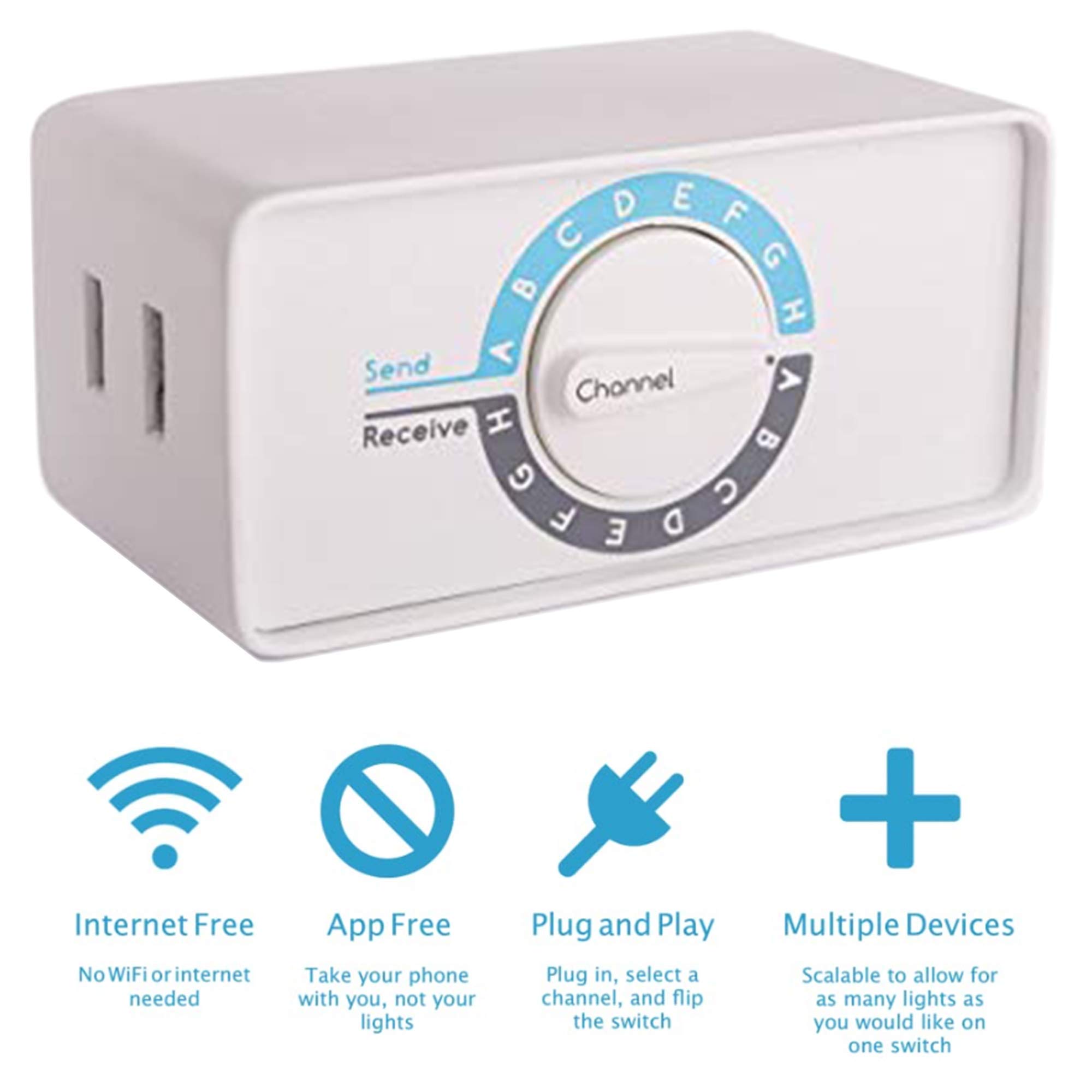 Smart Outlet Switcheroo - No App, WiFi, or Bluetooth Needed | Sync Lights with Existing Wall Switch | Control Multiple Outlets (5-Pack) | Perfect for Home Automation, Smart Lighting & Energy Saving