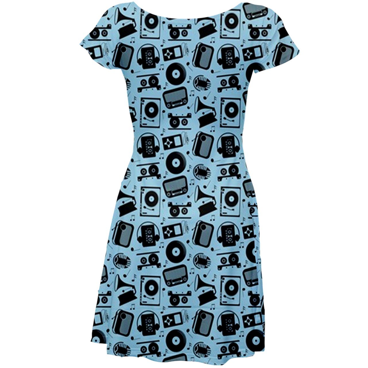 CowCow Women's Radio CD Player Music Festival Musical Notes Treble Clef Backless Maxi Beach Dress - XS to 3XL Sizes - Perfect for Summer Concerts, Beach Vacations & Music Lovers