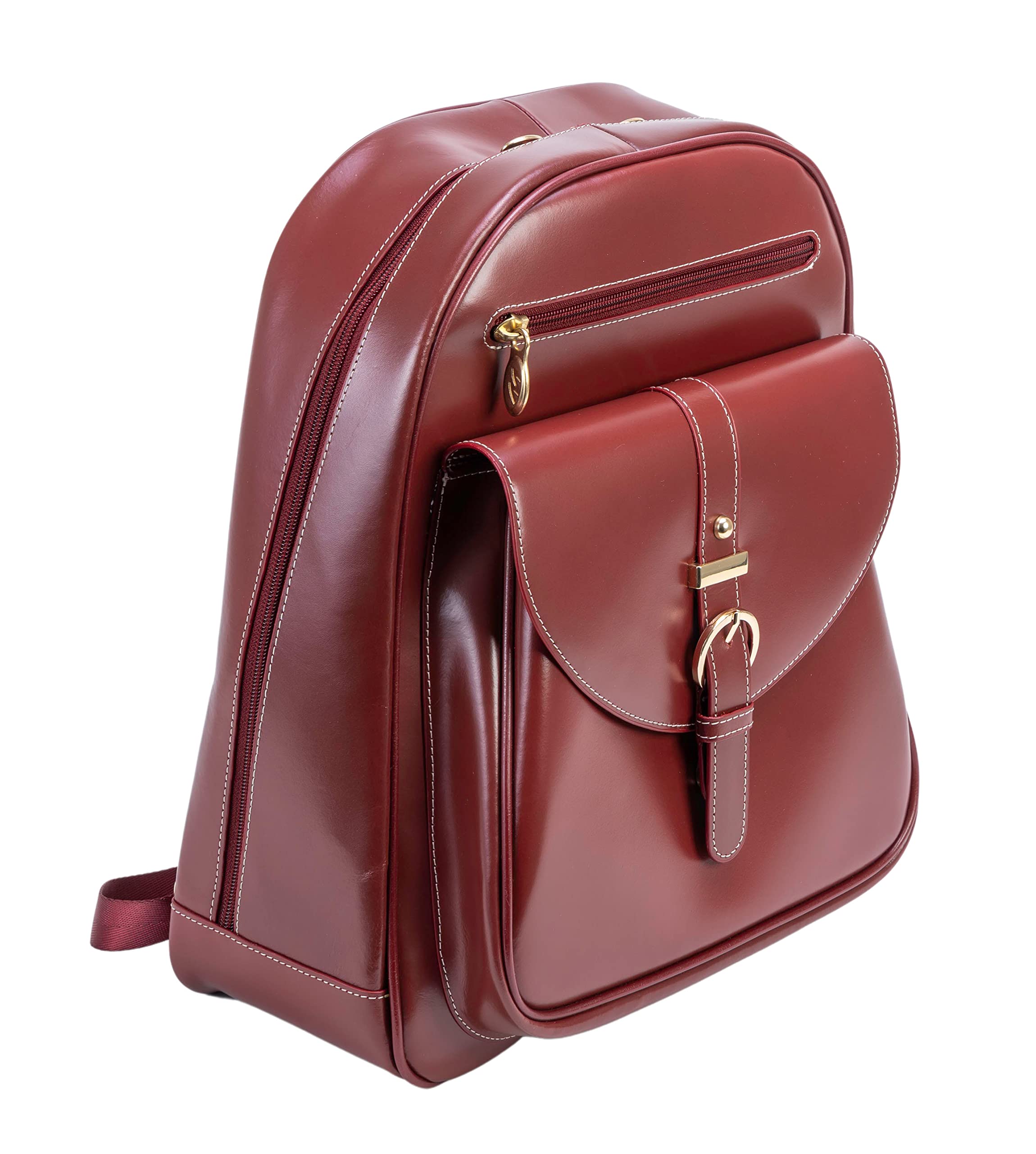 Professional Women's Leather Laptop Backpack for Business - Slim Tablet Briefcase, Small Red Leather Work Bag for Office, Travel & Commuting