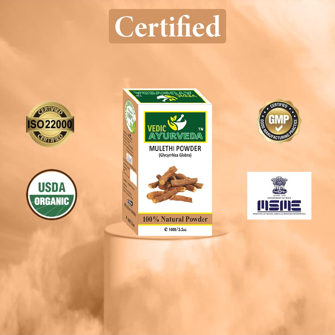 Organic Mulethi Powder (Licorice Root) 100% Pure Glycyrrhiza Glabra - Natural Ayurvedic Remedy for Hair Growth & Skin Care - 100g Pack | Perfect for DIY Face Masks, Herbal Teas & Holistic Wellness
