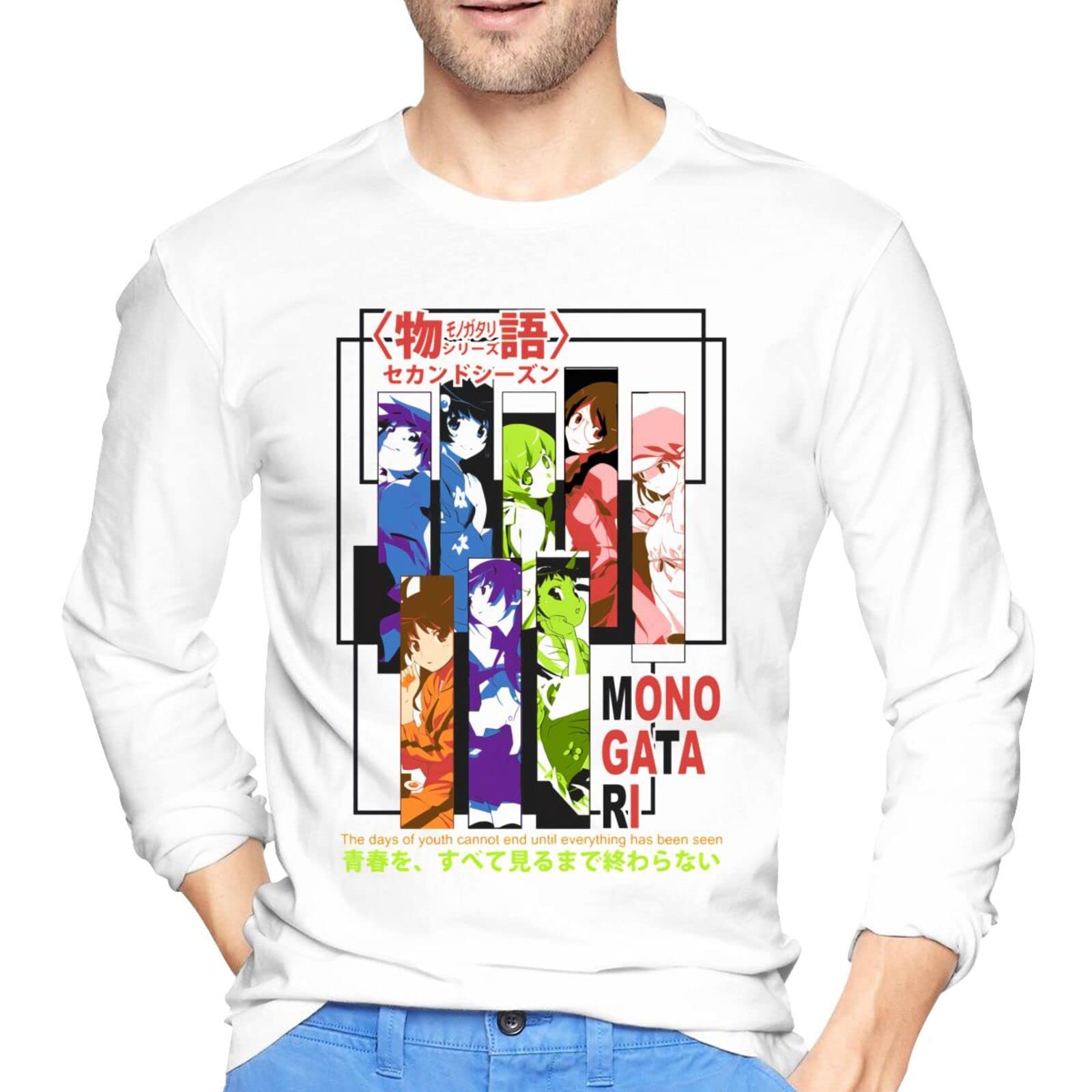 Anime Monogatari Series Boys' Cotton T-Shirt - Long Sleeve Casual Top in White | Perfect for Cosplay, Anime Conventions & Daily Wear