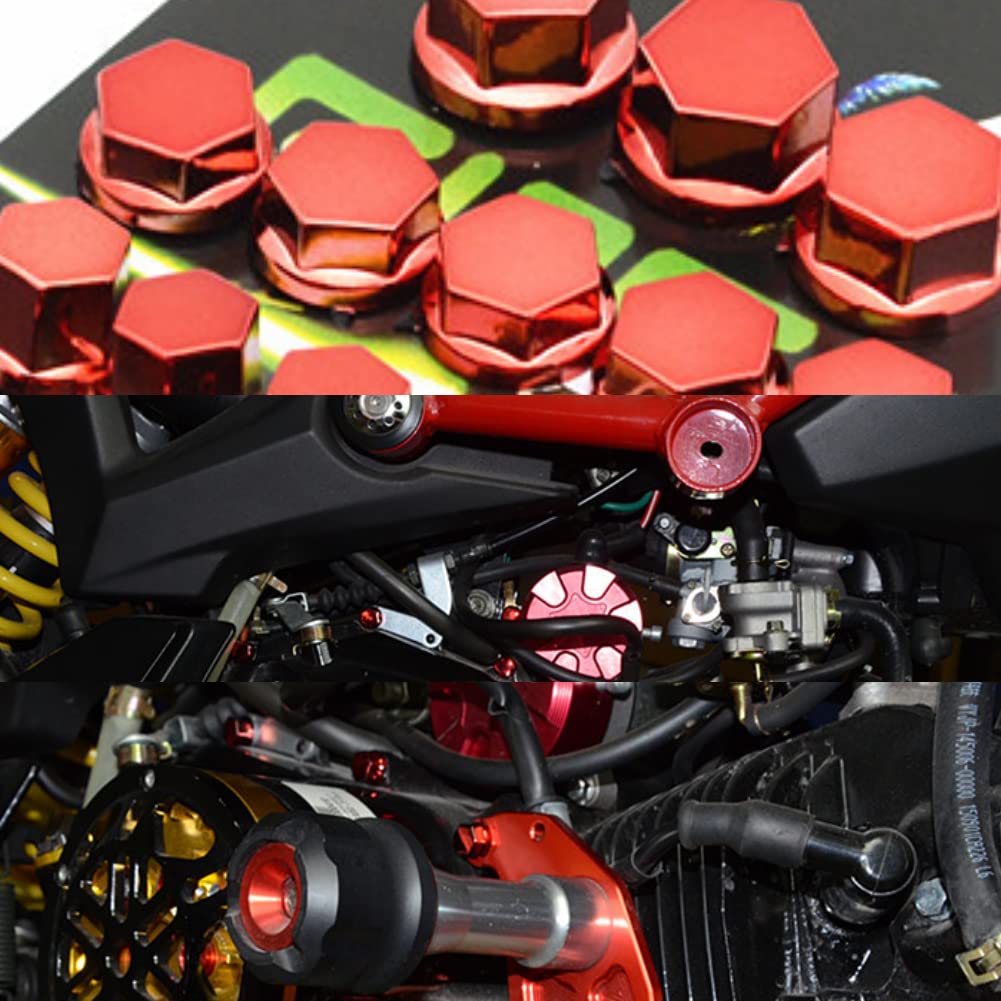 30PCS Red Motorcycle Screw Nut Covers for Scooters & Bikes - Decorative Protection