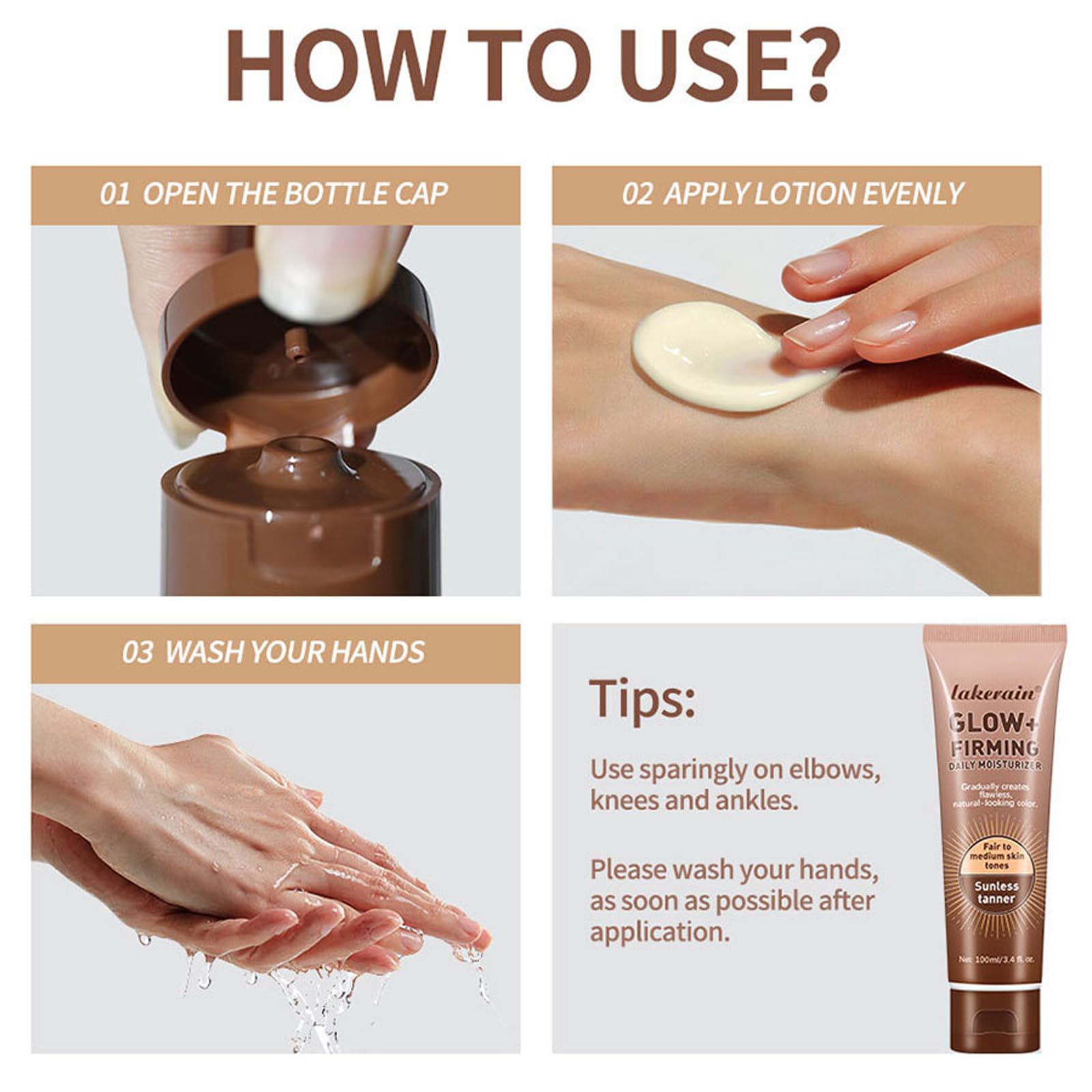 **Natural Sunless Self Tanner Lotion for Face & Body - Moisturizing Gradual Tan with Sun-Kissed Glow, Toning & Firming Formula, Lightweight & Non-Streaking for All Skin Tones (3.52oz) - Perfect for Beach, Vacation & Everyday Glow**
