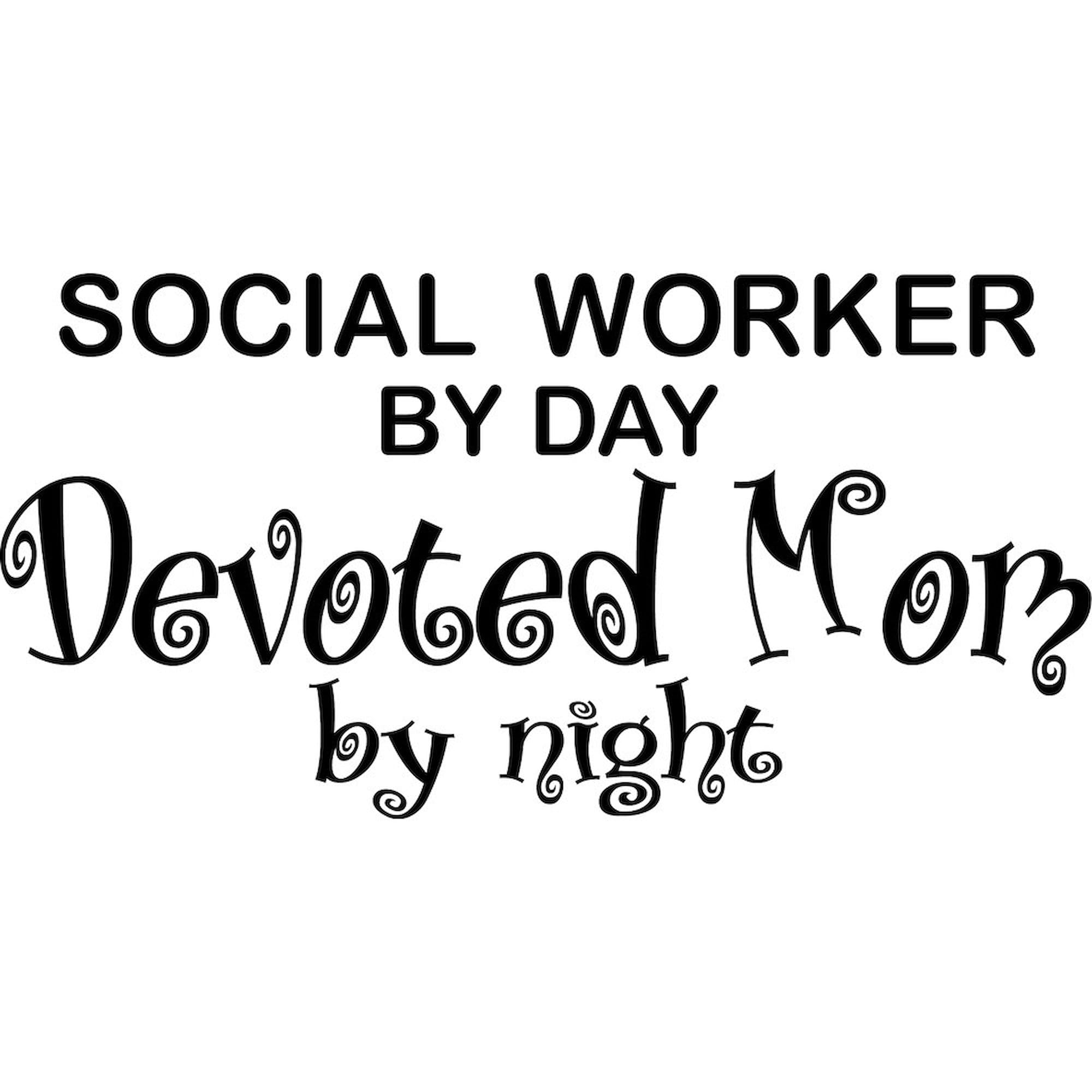 Social Worker Devoted Mom Oval Sticker - Waterproof Vinyl Bumper Decal for Cars, Laptops & Windows - Perfect for Social Workers, Nurses & Healthcare Professionals