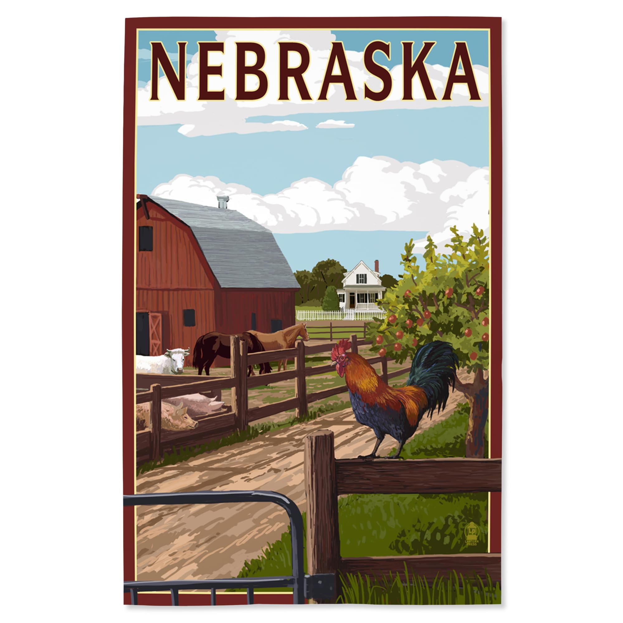 Lantern Press 16x24 Inch Giclee Art Print - Nebraska Barnyard Scene Wall Decor | Perfect for Farmhouse, Country Style & Rustic Home Decor