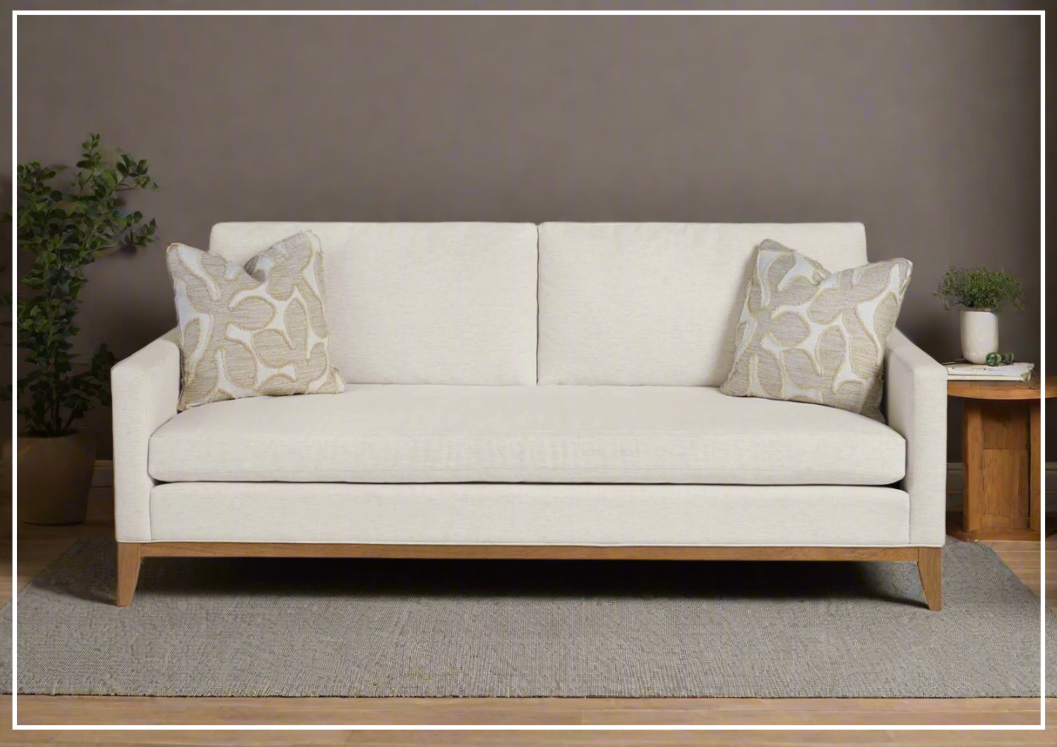 Universal Coastal Fabric Sofa in White - Modern Upholstered Living Room Furniture for Small Spaces, Apartments & Beach Houses