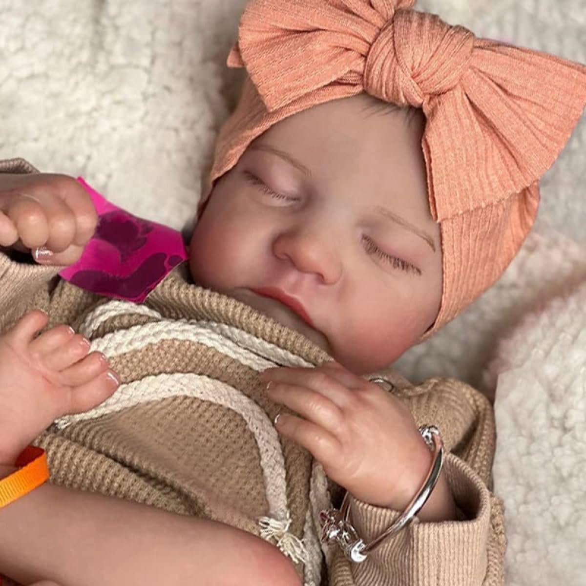 18 Inch Realistic Lifelike Reborn Baby Doll - Handmade Weighted Silicone Vinyl Sleeping Girl Doll with Closed Eyes | Perfect for Newborn Photography, Nursery Decor, and Therapeutic Play